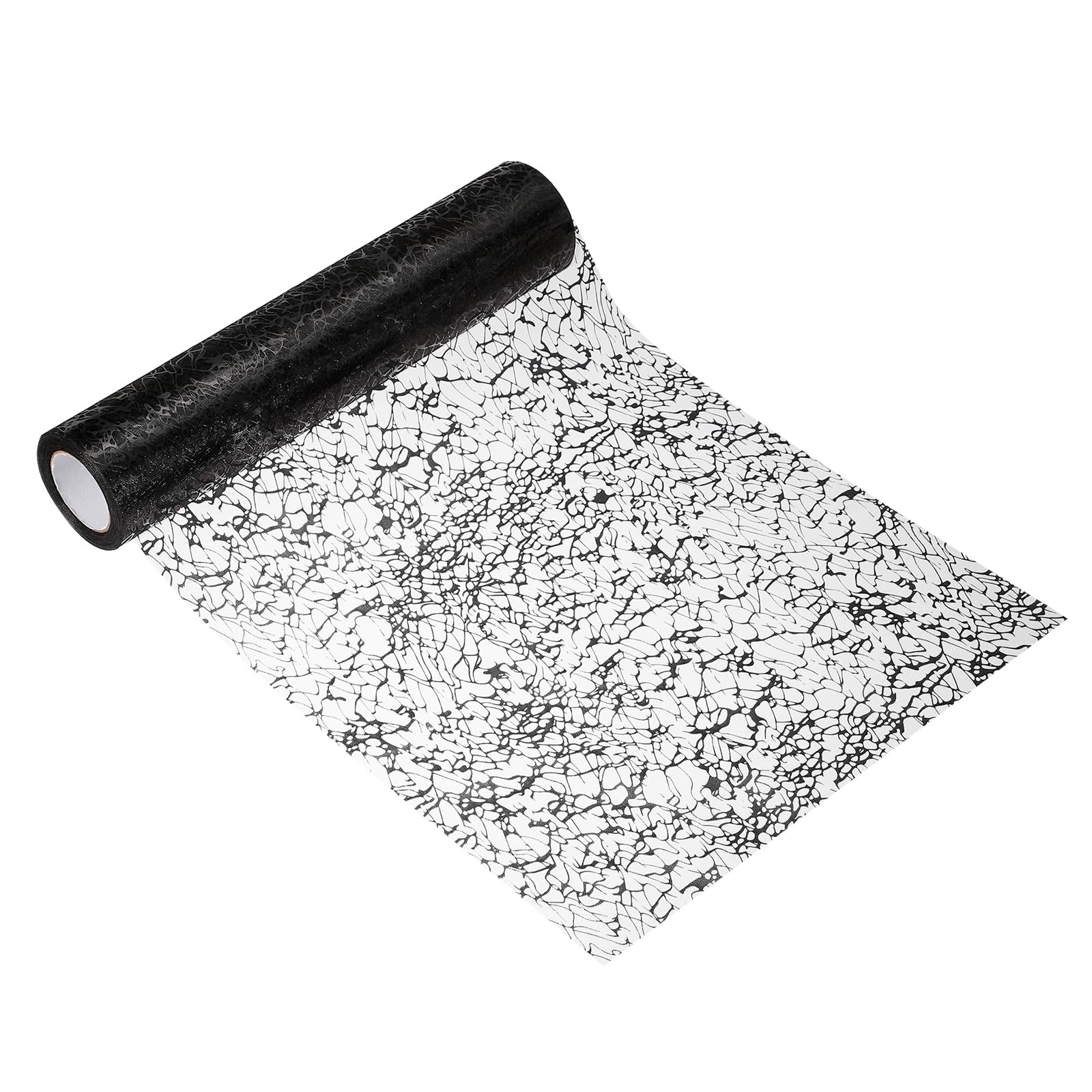 sourcing map Black Table Runner, 28cm x 4.6m Glitter Metallic Foil Mesh Table Runner Roll, Thin Dining Decoration Centerpiece for Wedding Birthday Party Christmas