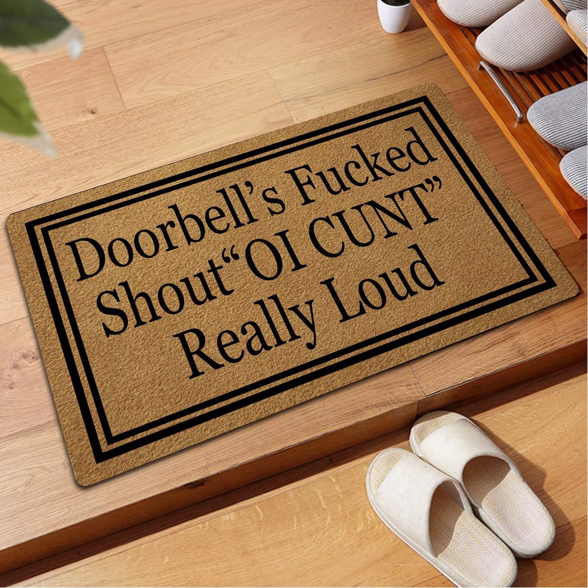 Welcome Mats with Rubber Back 30"(L) x 18"(W) Funny Doormat for Entrance Way Mat No Slip Kitchen Rugs and Mats (Doorbell's Fucked Shout OI CUNT Really Loud Funny Door Mat OI Cunt)
