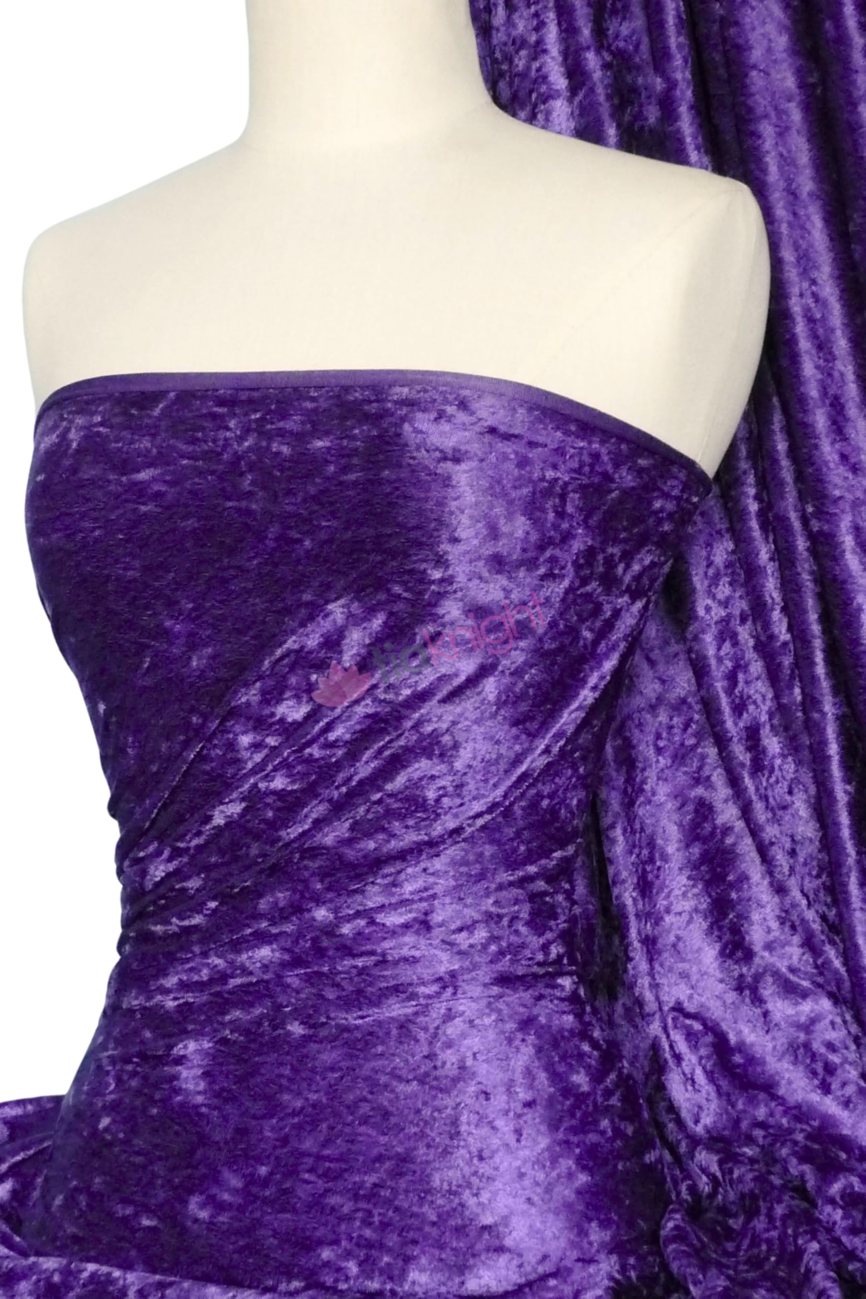 Tia Knight Cadbury Purple Crushed Velvet Stretch Material | Soft Furnishing, Craft Velour & Dressmaking Fabric | Same Day Dispatch | Sold By The Metre | By Q156 (Cadbury Purple)