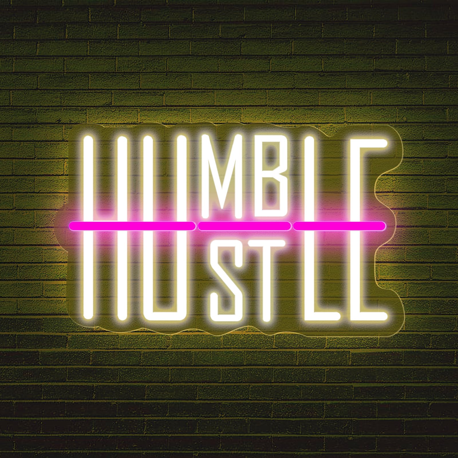 HUSTLE Neon Signs for Wall Decor USB Powered With Dimmable LED Neon Lights for Bedroom Man Cave Dorm Gym Room Office Room Humble Led Neon Light Sign for Party Decorations 5v (16.14 "X9.84") — image 1
