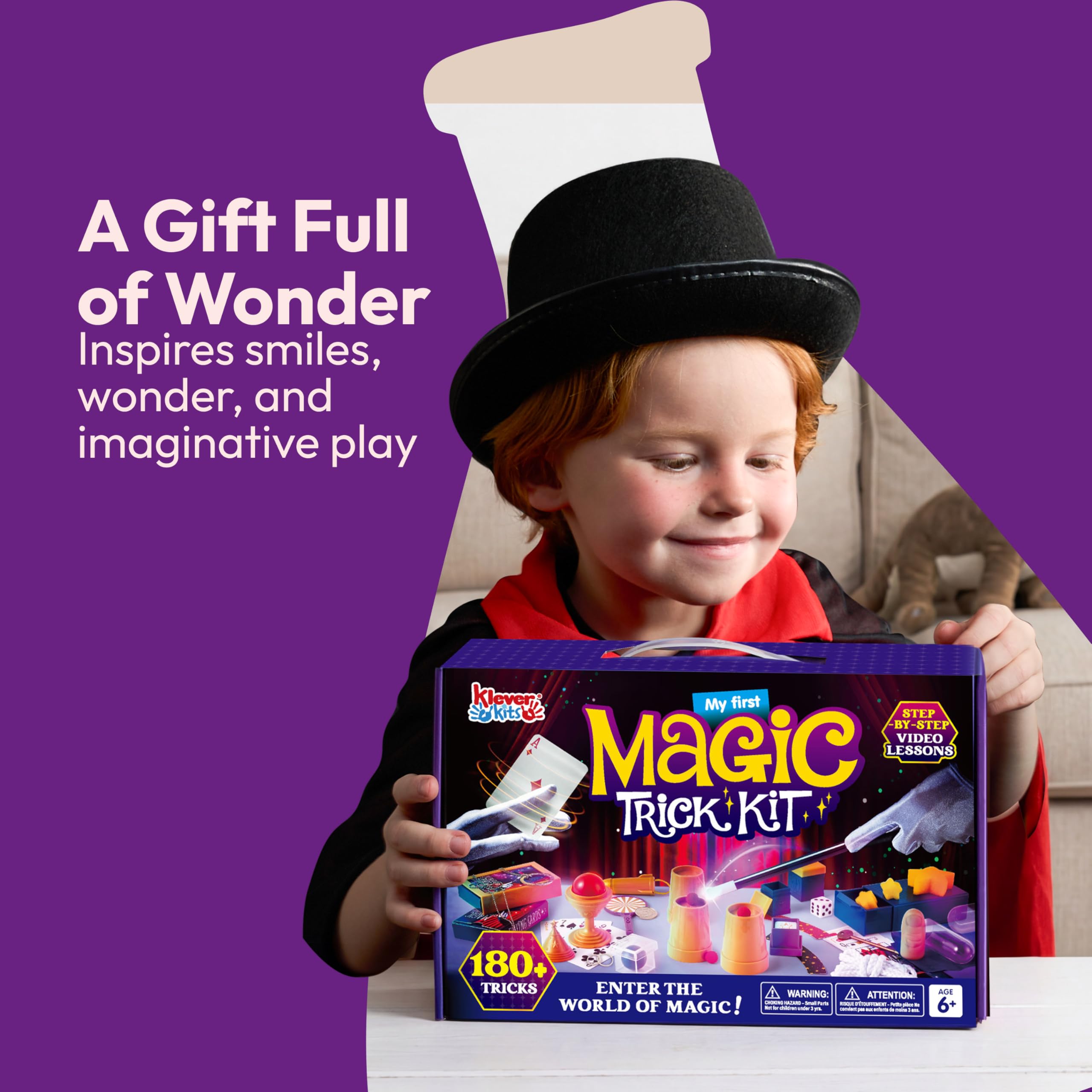 Klever Kits 180+ Gioco di magia - My First Magic Trick Kit- Incredibile Giocattolo da Mago con lezioni Video Passo-Passo, per Bambini Oltre 6 Anni e Carte di Illusione Facili