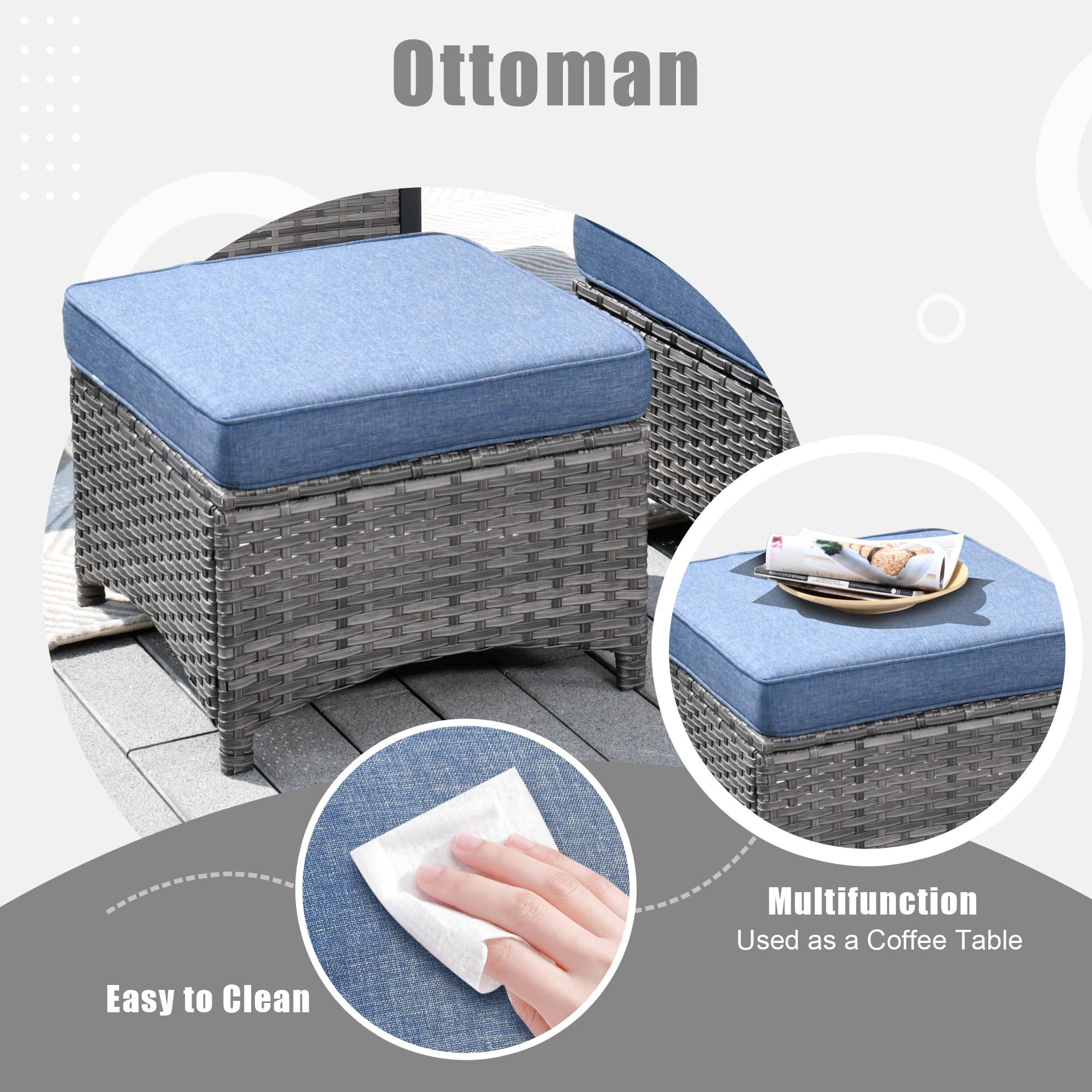 OVIOS Patio Furniture Set 3 Pieces Outdoor Furniture Set All Weather ...