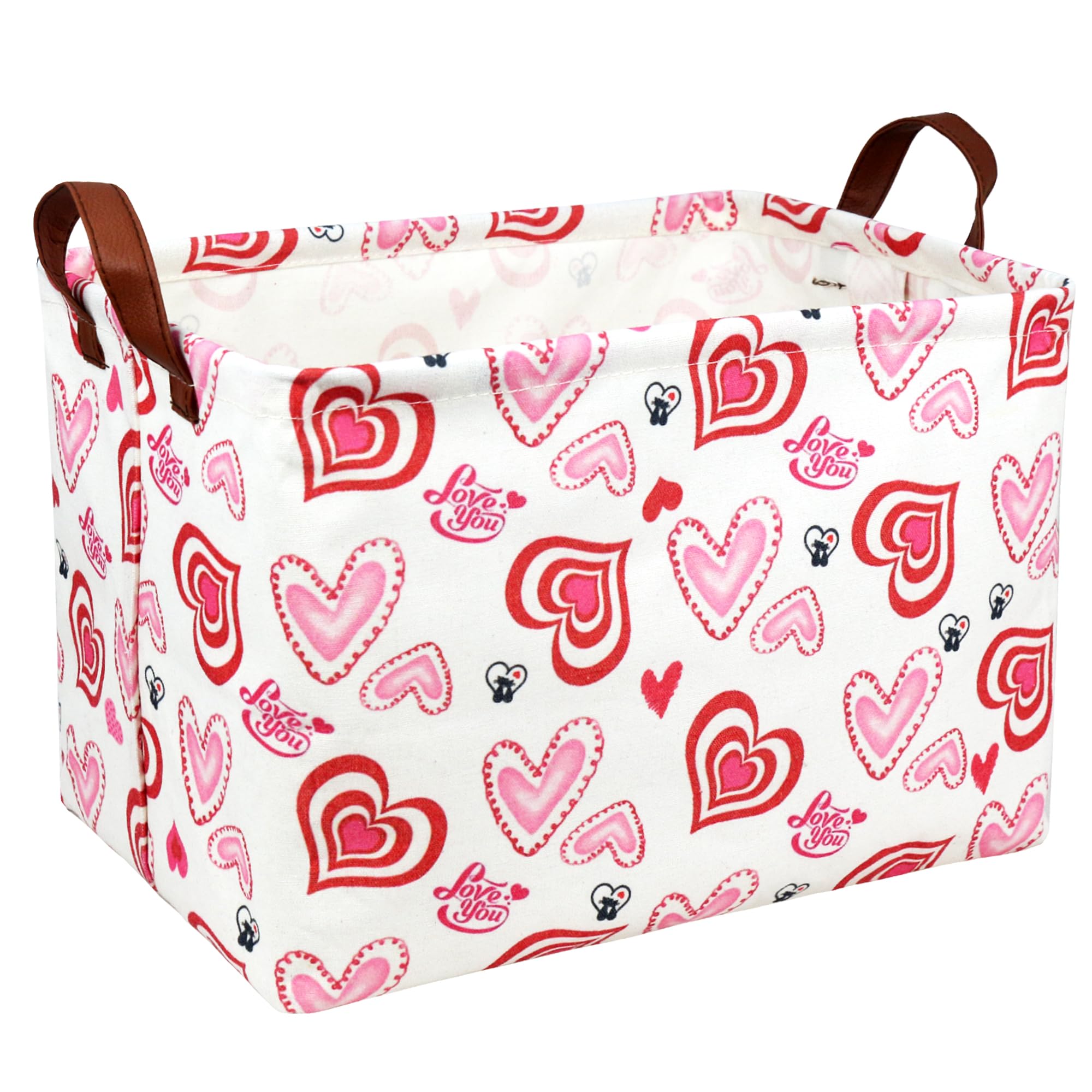 Valentine's Day Basket Gift for Empty Cute Heart Large Storage Bin for Kid and Baby Room Décor (Love you heart)