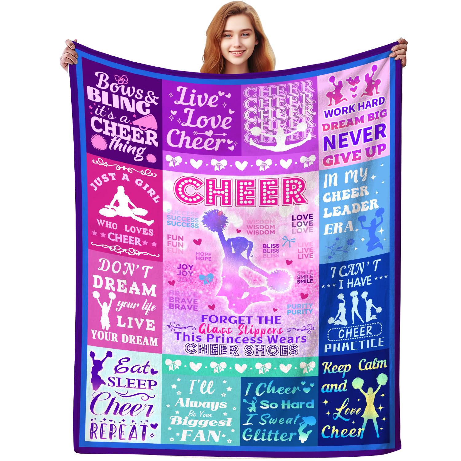 TAPBASE Cheerleader Blanket Cheer Gifts for Girls Women,Cheer Stuff Cheerleading Gifts Bulk for Team Coach,Cheer Blankets for Girls Cheer Lovers 50