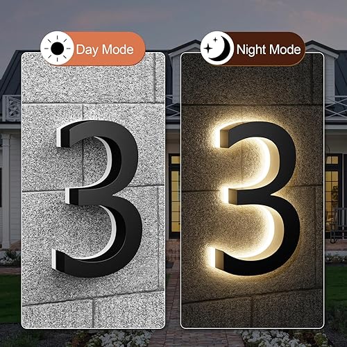 Miniatura 2 de Números de Casa Personalizados LED para Exterior con Iluminación, Números Grandes Personalizados con Energía Solar Retroiluminados, Números de Color