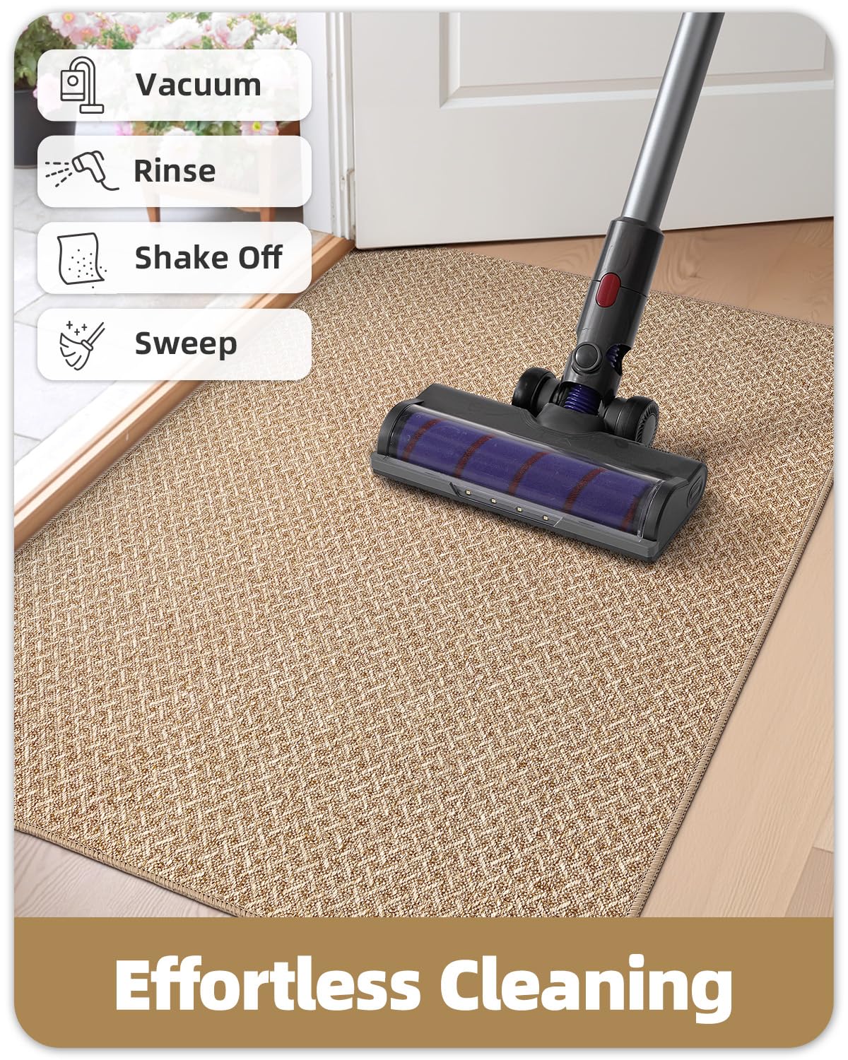 COLOR&GEOMETRY Tapis Entree Interieur 80x120 cm, Paillasson Interieur Antidérapant, Tapis intérieur Entree Absorbant, Fin,Lavable pour Entrée, Interieur, Couloir, Kaki