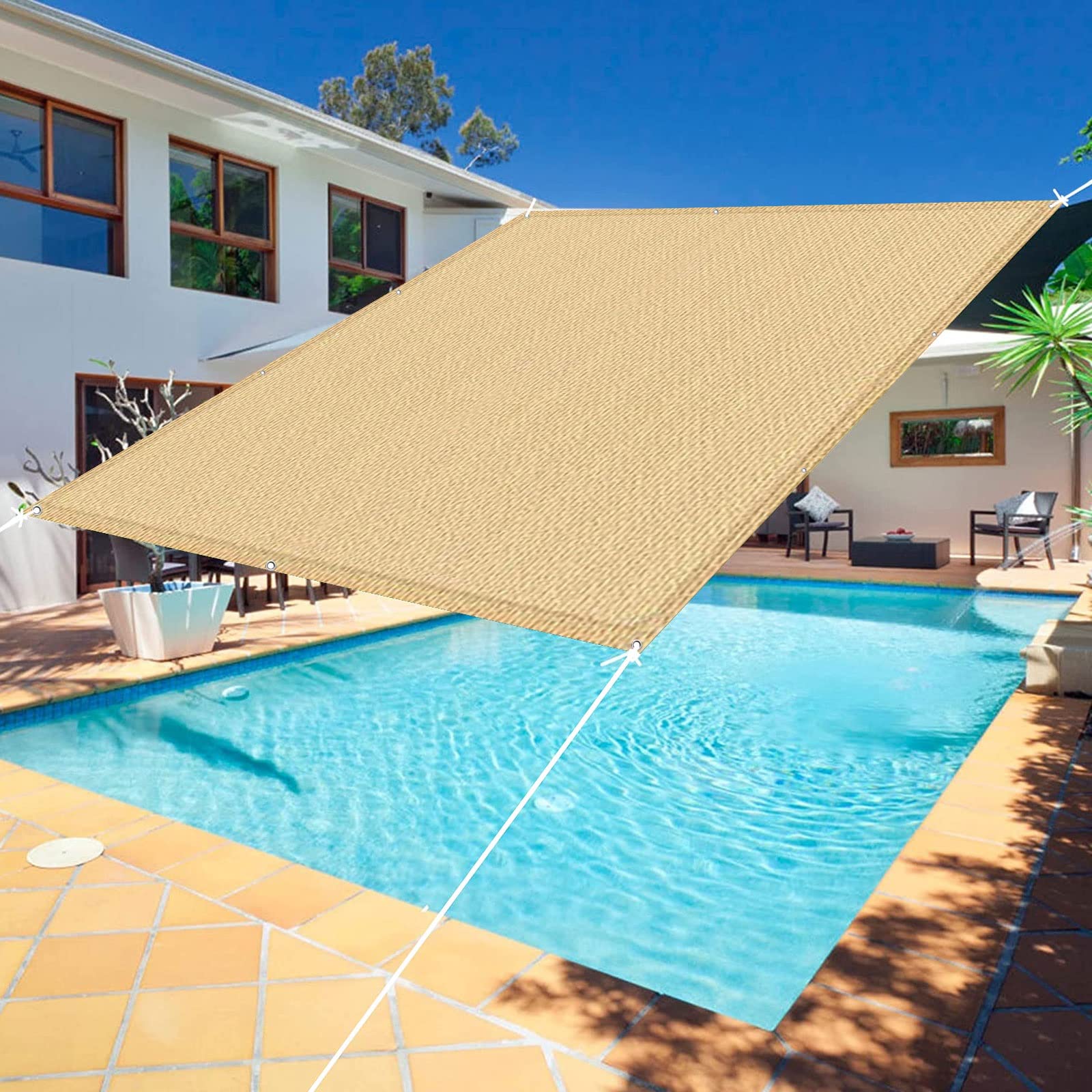 GLDYTVF Outdoor Garden Patio Sunscreen Awning Canopy 2.8 x 10 m 95% UV Block Tear Resistant Pergola Awnings Sand Yellow