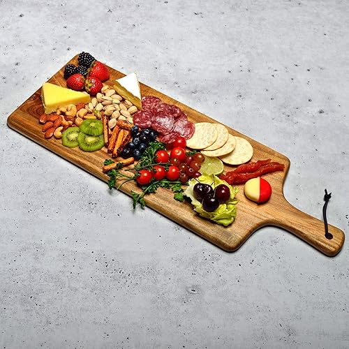 Miniatura 4 de Picnic at Ascot Tablón de servir personalizado para cortar acacia/embutidos de 22 x 8 pulgadas.