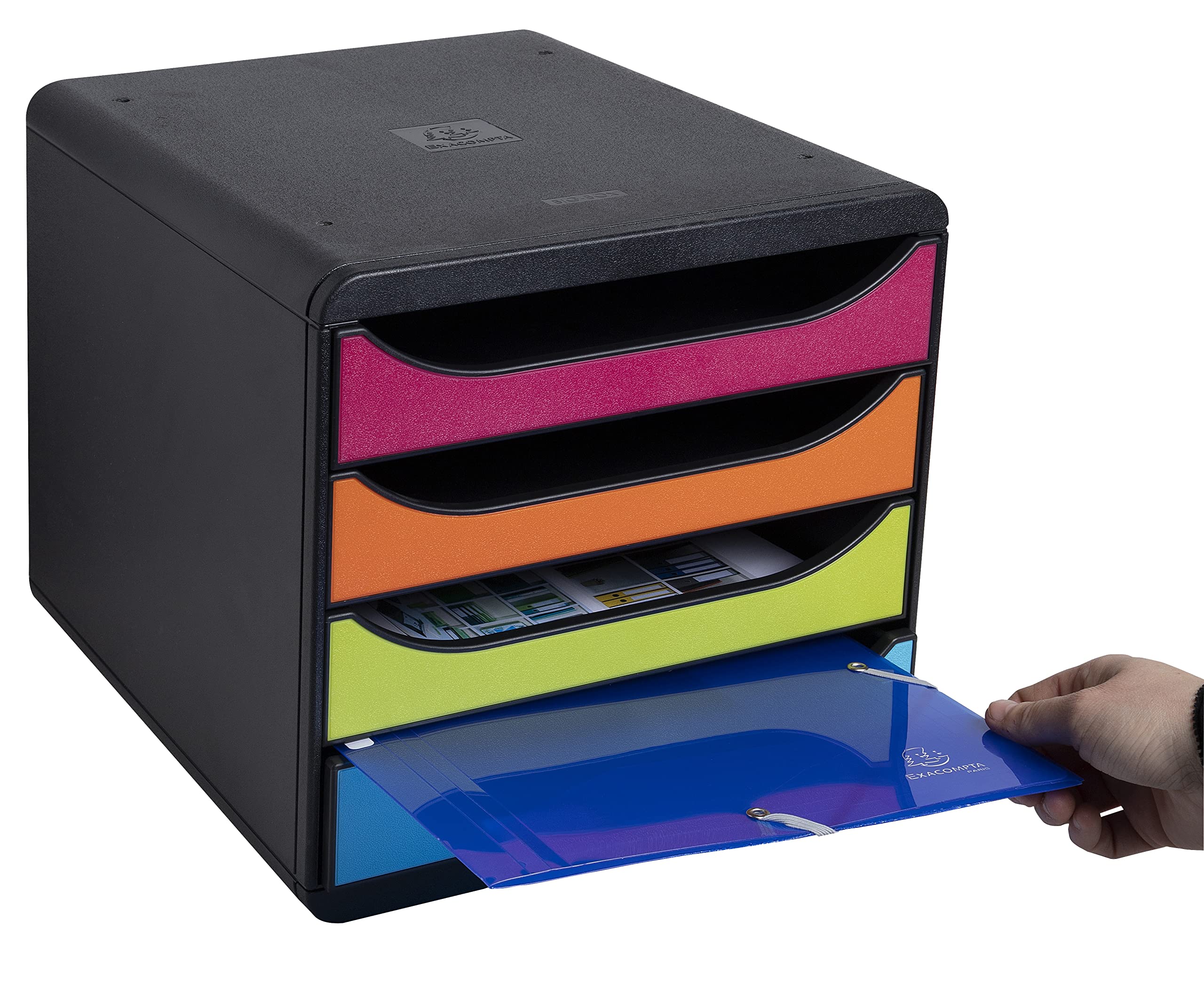 Exacompta 310498D Cassettiera BIG-BOX IDERAMA, 4 cassetti aperti per formato fino a 24x32cm, Dimensioni (LxAxP) 27.8x26.7x34.7cm