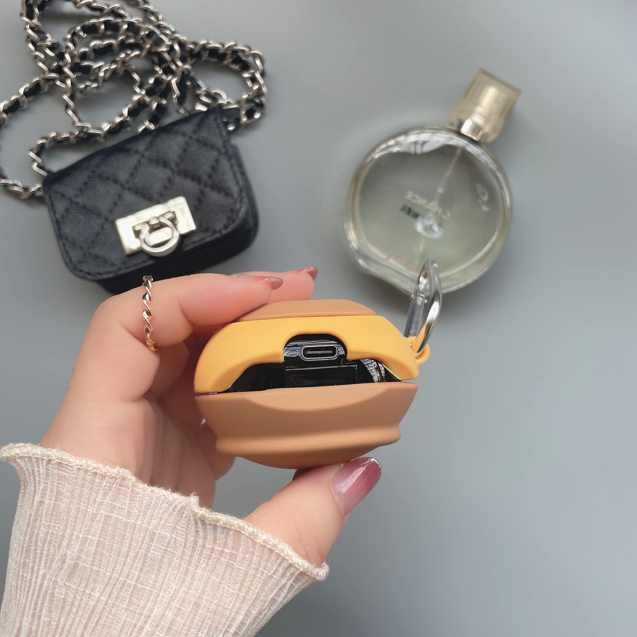 Silikon-Ohrhörer-Hülle mit Schlüsselanhänger, entworfen für Samsung Galaxy Buds2 Pro (2022), Galaxy Buds 2 (2021), Galaxy Buds Pro (2021), Galaxy Buds Live (2020) (Hunny) - 5