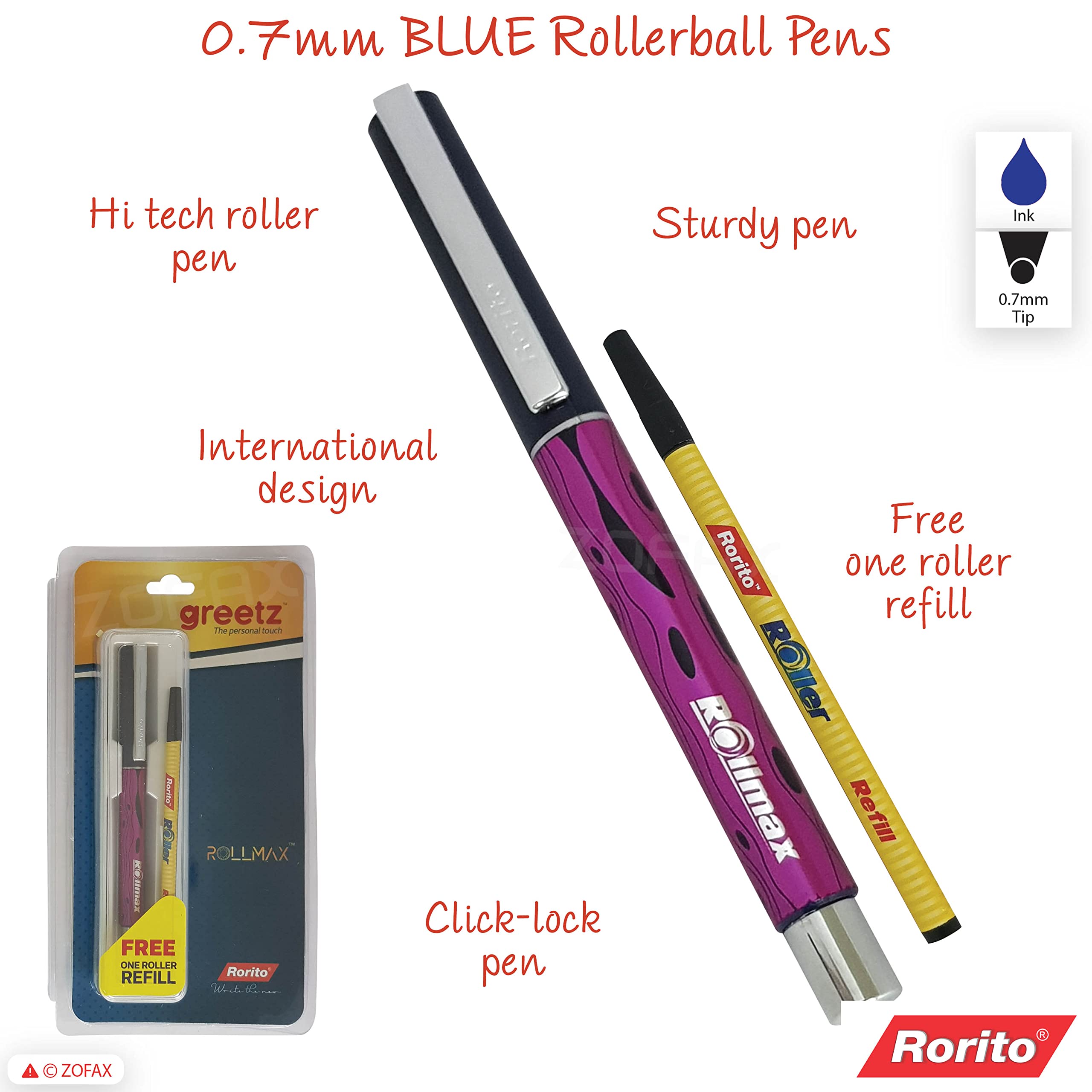 Rorito Rollmax Refill Price Tip RORITO Greetz Rollmax BLUE Hi-Tech