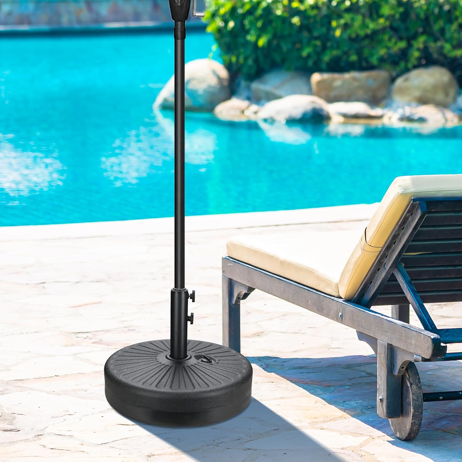 iPower 50lbs Outdoor Fillable Umbrella Base Capacity Heavy Duty Umbrella Durable Holder Stand for Outdoor Lawn, Patio, Deck, Poolside, Black
