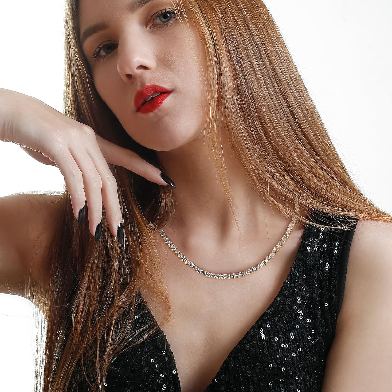 Tennis Necklace for Women and Men 18K White/Yellow Gold Plated 5A 4.0mm Round Cubic Zirconia Cut Faux Diamond chain tennis | Exquisite festival gifts | Sizes 16" and 18" - Image 3