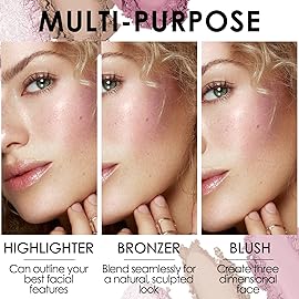 FOCALLURE Blush and Highlighter Palette,3 in 1 Contour Palette,Cruelty-Free Matte Bronzer Powder,Shimmer Illuminator Highlighters for a Glowing Look,08