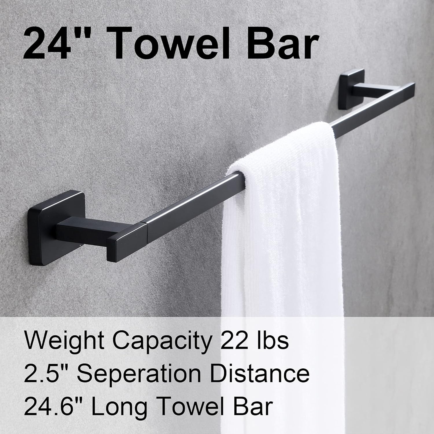 DUFU Bathroom Hardware Set, Hand Towel Bar Toilet Paper Holder Towel Ring and Robe Hook 4 Pieces, Rustproof SUS304 Stainless Steel Bathroom Accessories Kit Wall Mounted - Matt Black, 24 Inch : Tools & Home Improvement