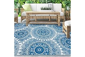 Boho Outdoor Plastic Straw Rug 8x10 Waterproof Patio Carpet