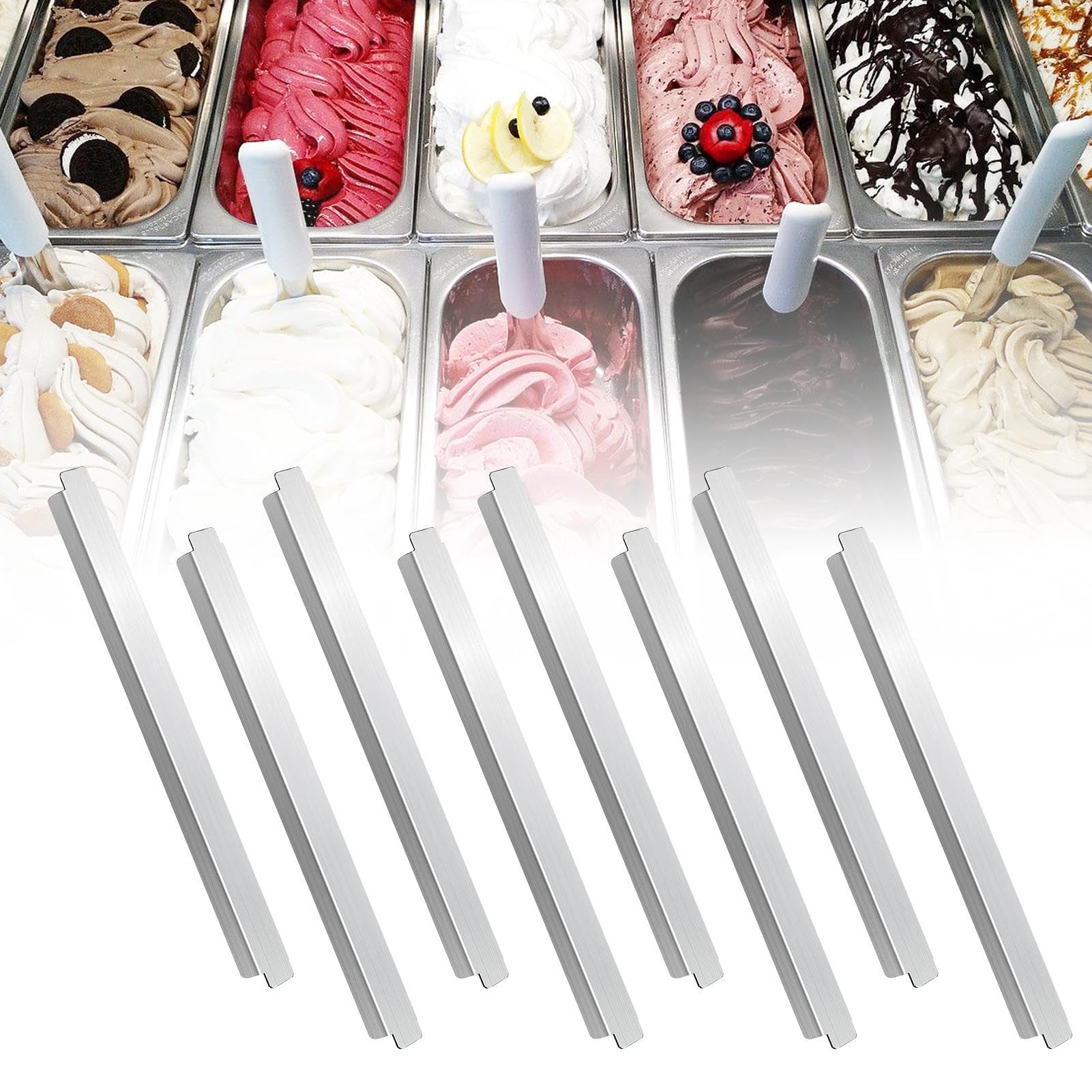 Set di barre adattatori in acciaio inox, 8 pezzi, 30 cm, barre divisorie per servizio alimentare, dimensioni standard lunghe, forniture per il personale della cucina, attrezzature per buffet