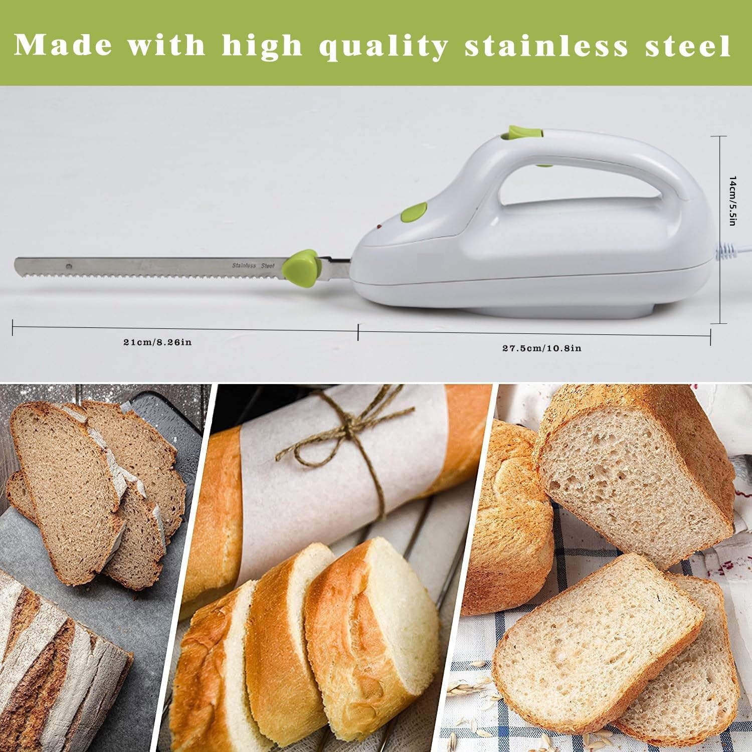 Brrnoo Elektrisches Brotmesser, Elektromesser für Fleisch Küche, Küchenmesser Elektrisch Fleischmesser Tiefkühlkost, zum Schneiden Von Fleisch Brot Käse Gemüse und Obst
