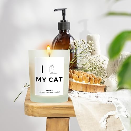 Miniatura 9 de I Cat My Cat - Vela de lujo con mezcla de cera de soja y vainilla, regalo único y divertido para los amantes de los gatos, caja de regalo incluida