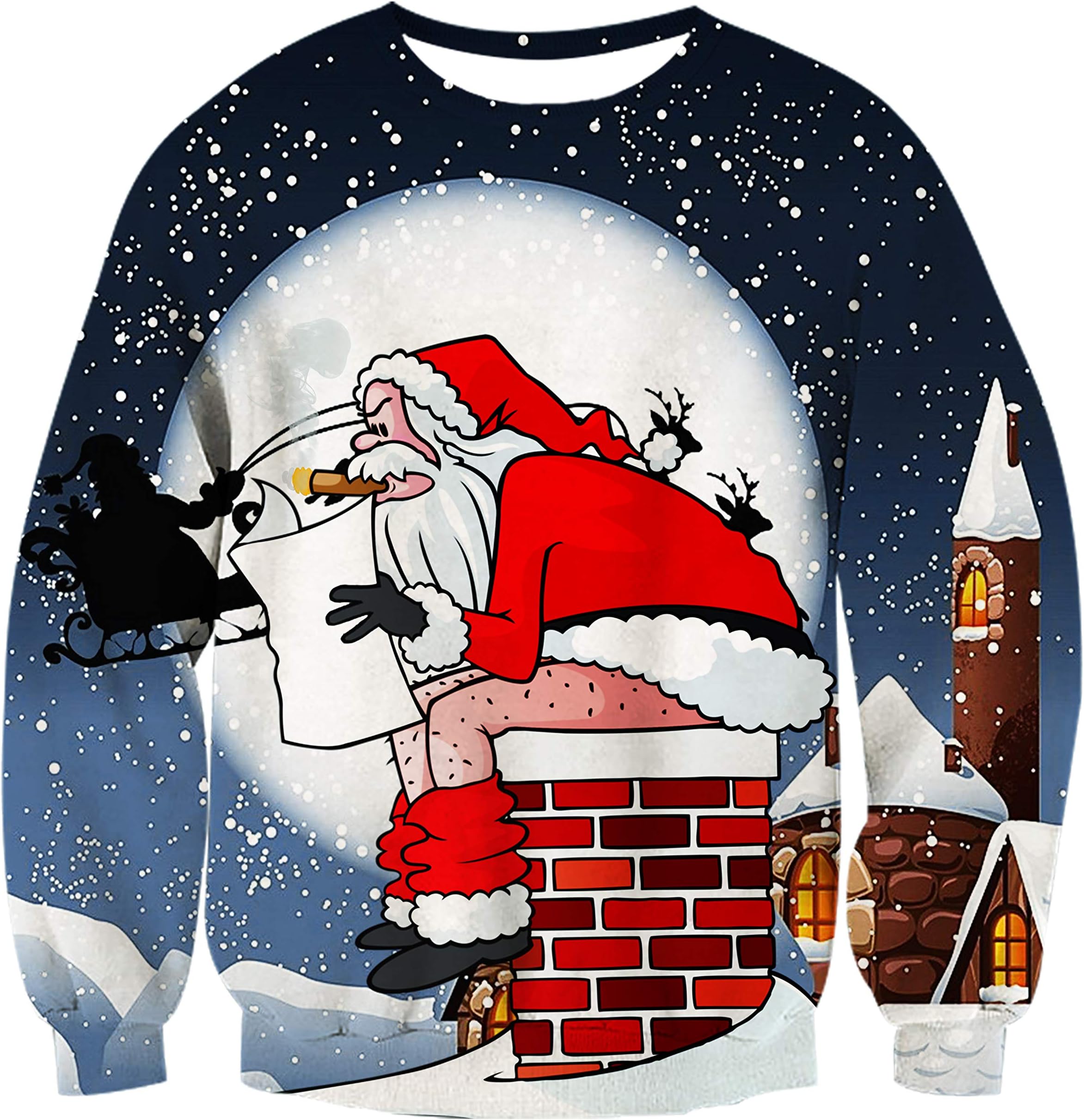Fanient Womens Ugly Christmas Sweater Funny Xmas Couple Funny Long Sleeve Santa Jumper Shirt