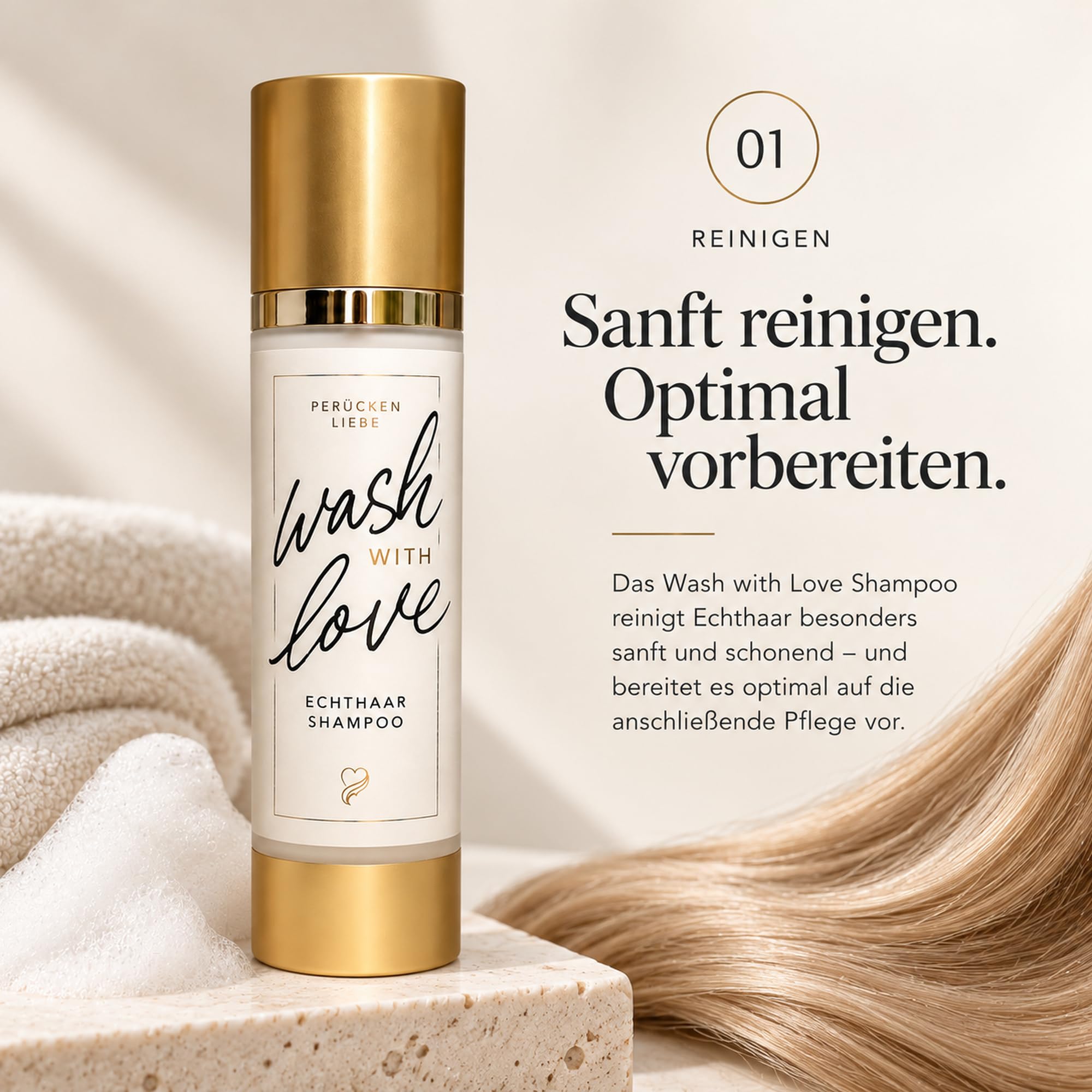 Perücken Pflegeset Echthaar – Premium Zweithaar Pflege für Echthaarperücken, Toupets, Haarteile, Topper & Haartopper – Shampoo, Kur, Balsam & Arganöl, 200 + 200 + 50 ml