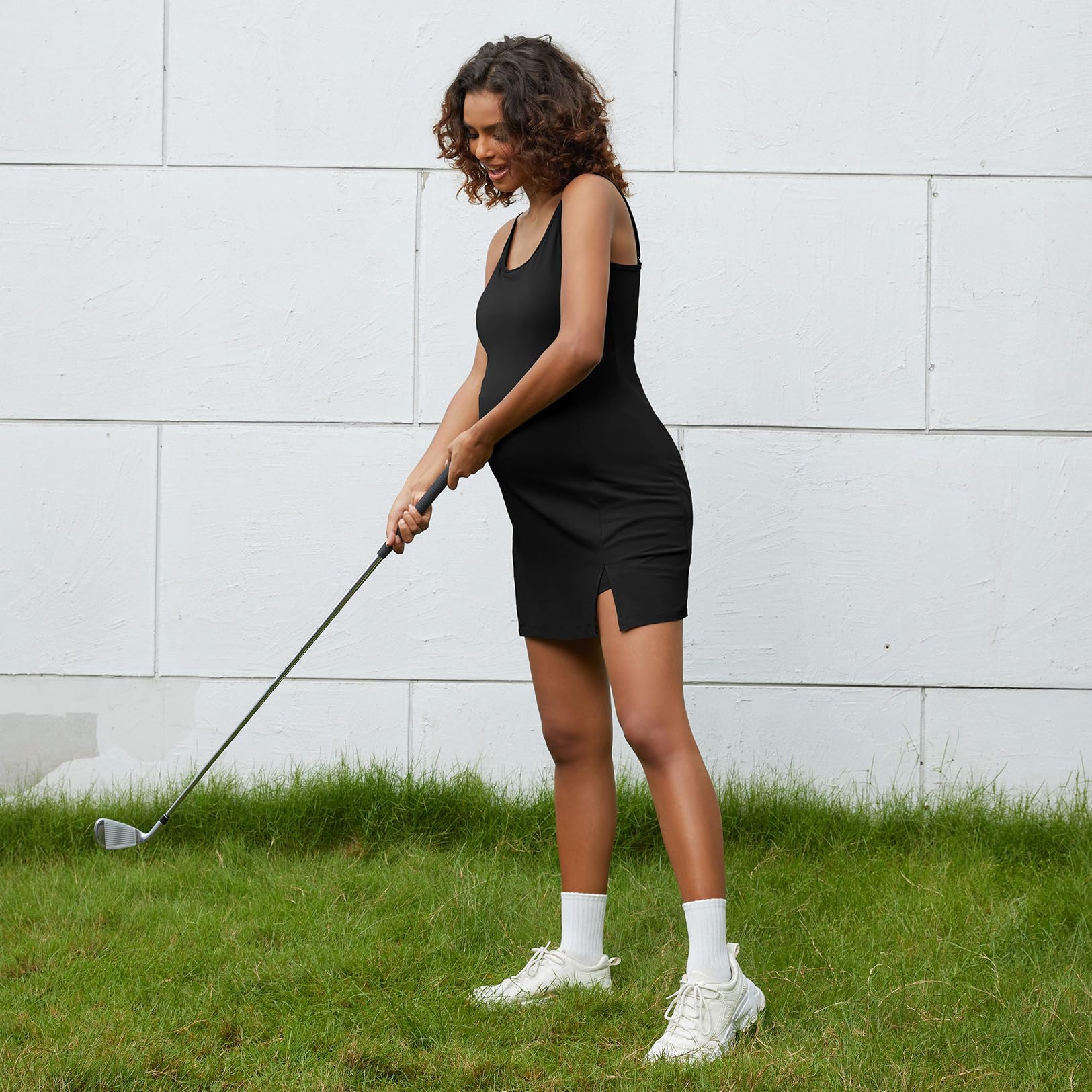 Bhome Abito premaman Athleisure per tennis e golf, estivo, abito a due pezzi con reggiseno integrato e pantaloncini