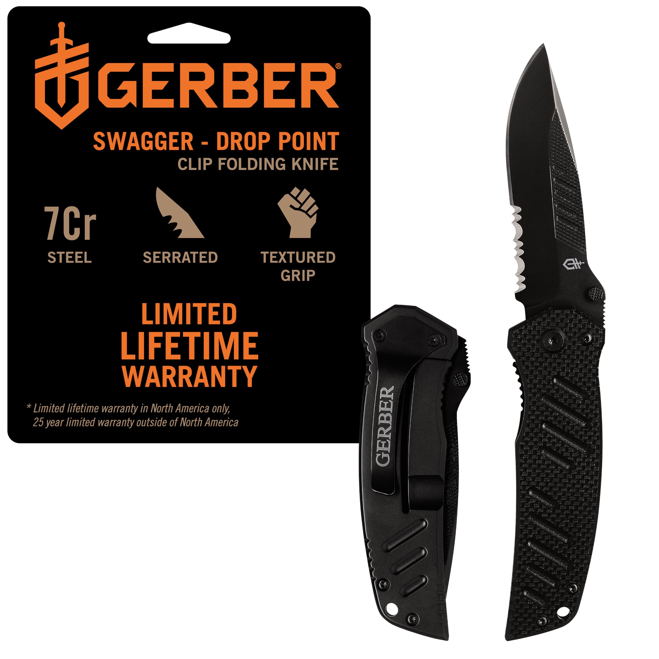 GerberGear Swagger Knife, Serrated Edge, Drop Point [31-000594]