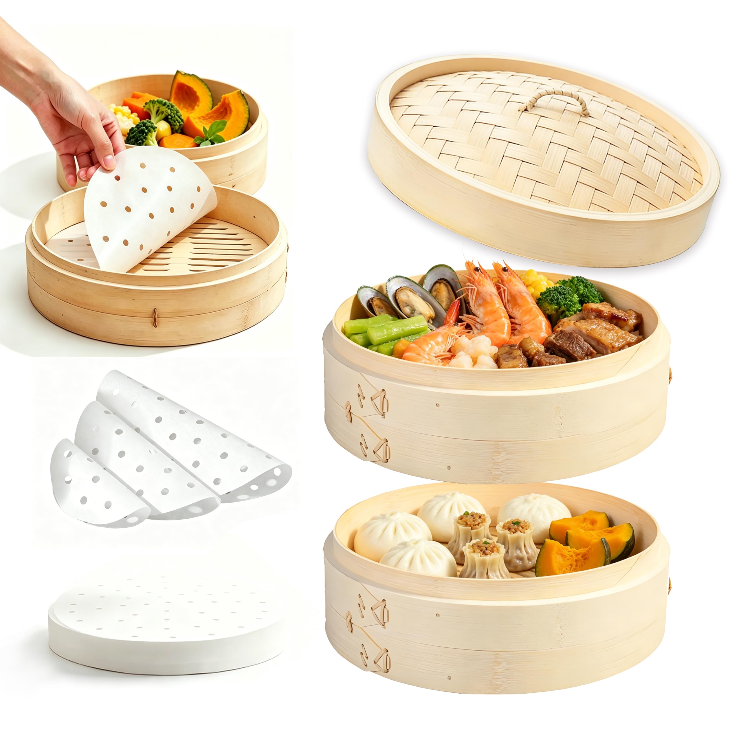 Amazon | MOLADE せいろ蒸し器 手作り竹せいろ 天然竹せいろセット