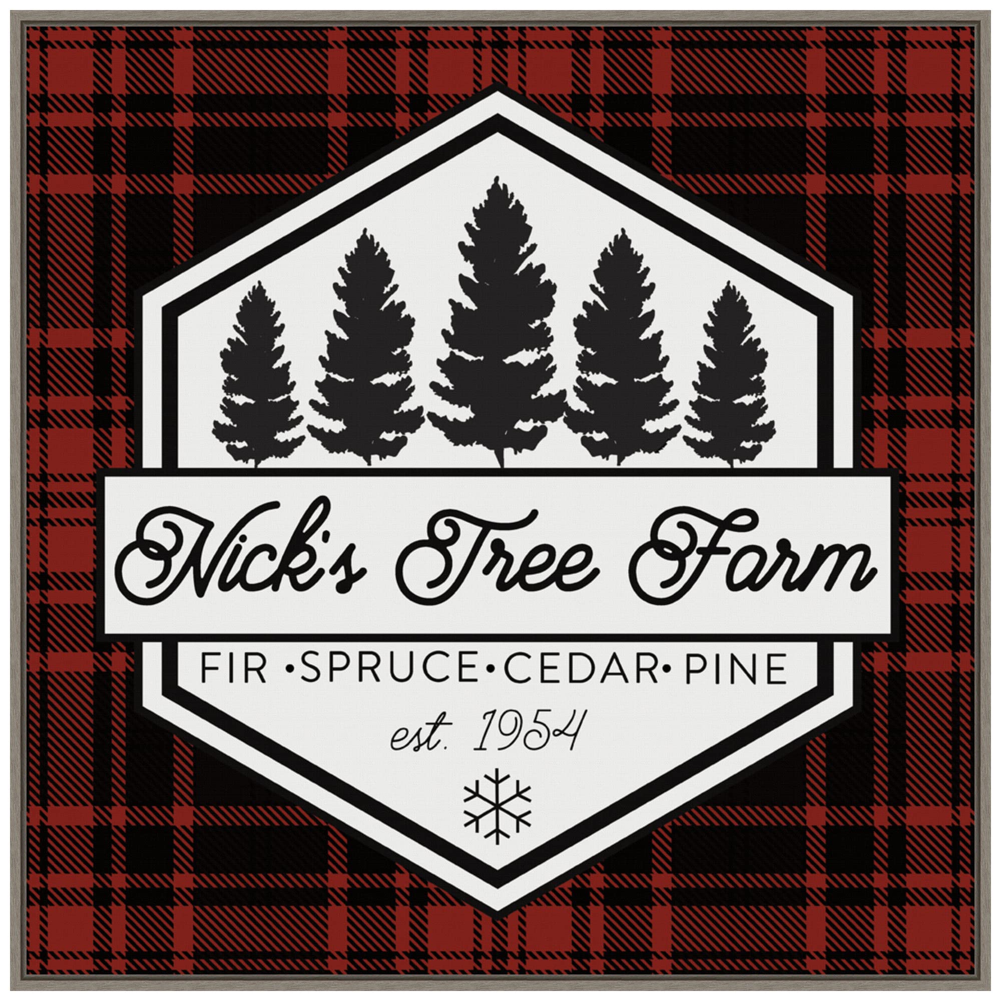 Amanti Art Framed Canvas Wall Art 30x30 Plaid Holidays I RB by Wild Apple Portfolio, Framed Wall Art Canvas, Holidays Artwork, Country Rustic Decor, Large Poster Painting for Living Room, Bedroom,