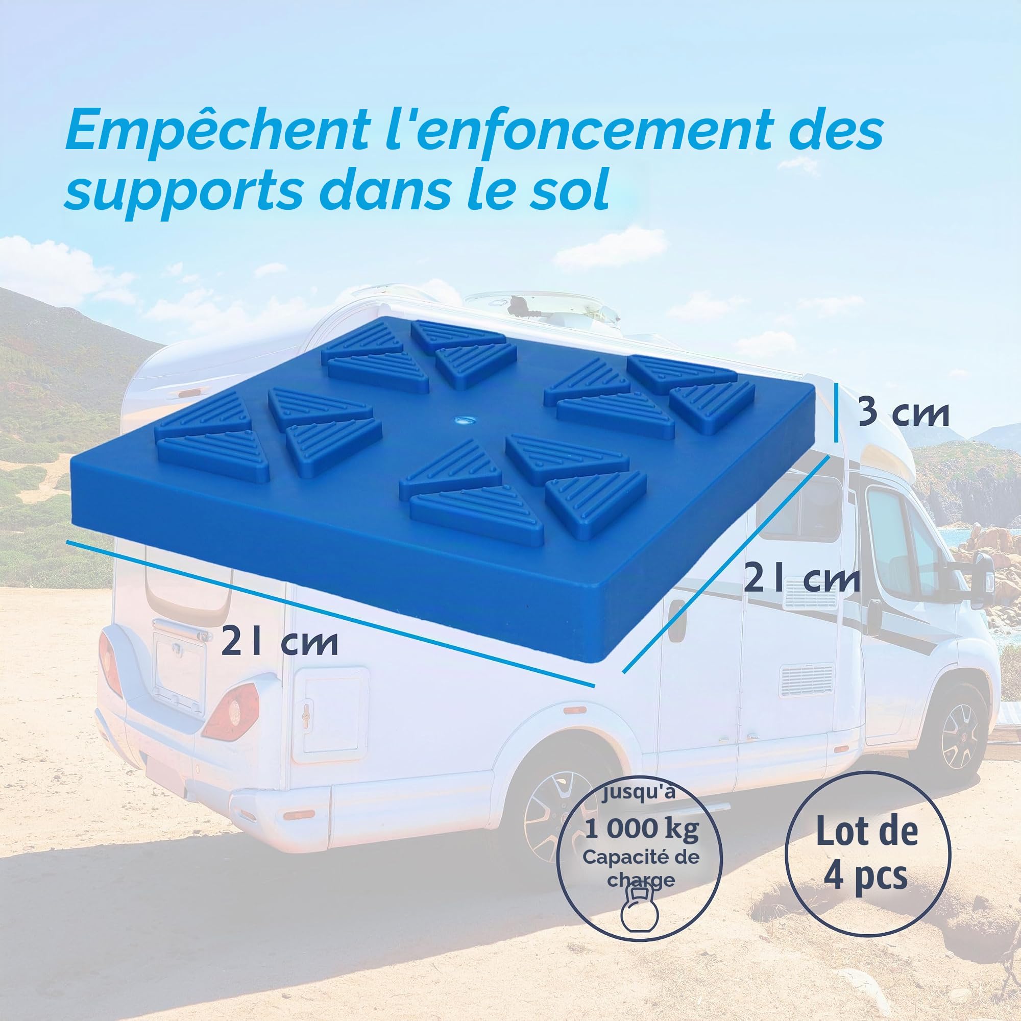cartrend Caravan Lot de 4 plaques de Base empilables pour Support de Camping et Support de manivelle