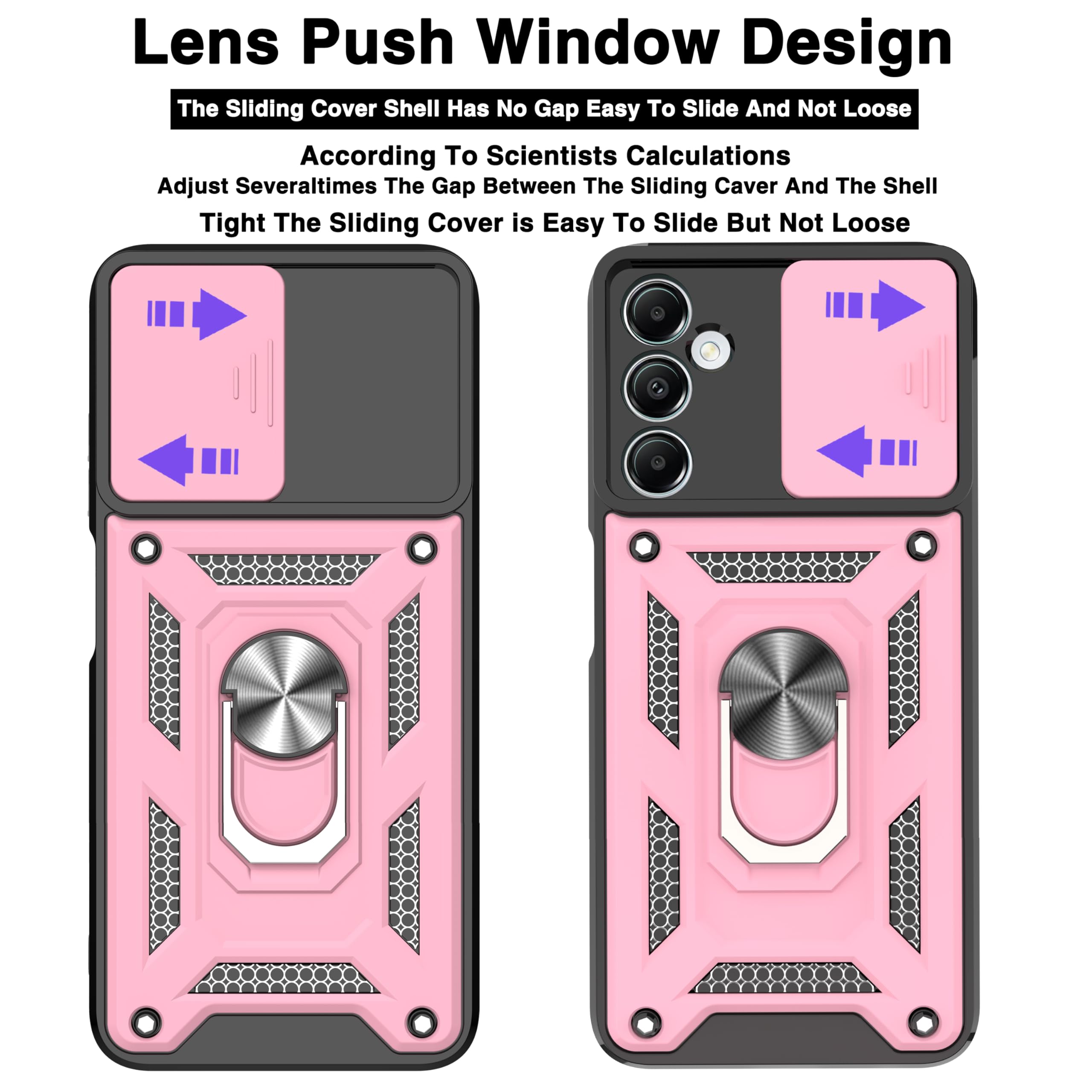 YmhxcY Galaxy A05 Case With Slide Camera Cover - 2 Pack Screen Protector & Magnetic Kickstand