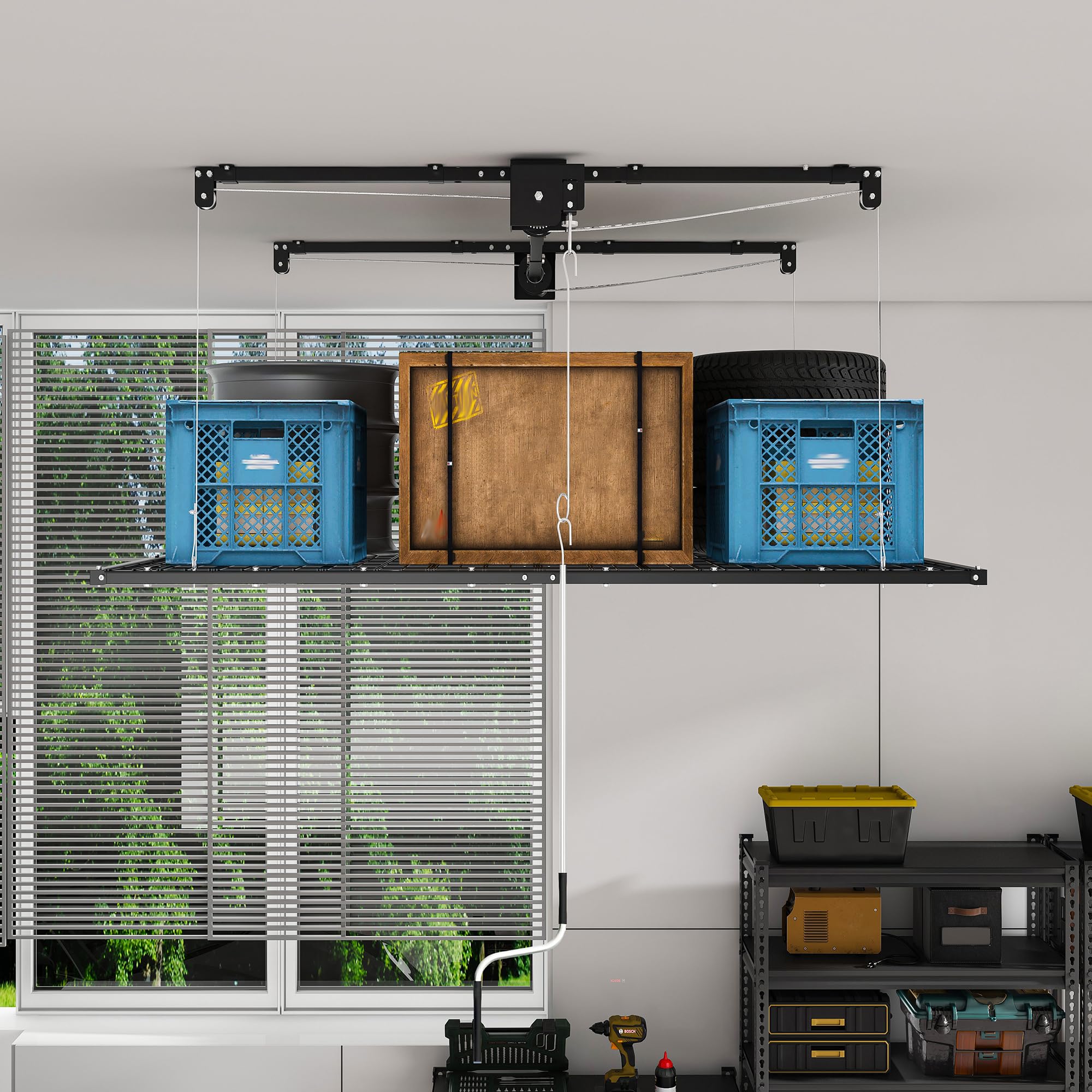 Gecheer Hängelager-Kurbelsystem 1,2x2,4m Stahl-Deckenregal 136kg