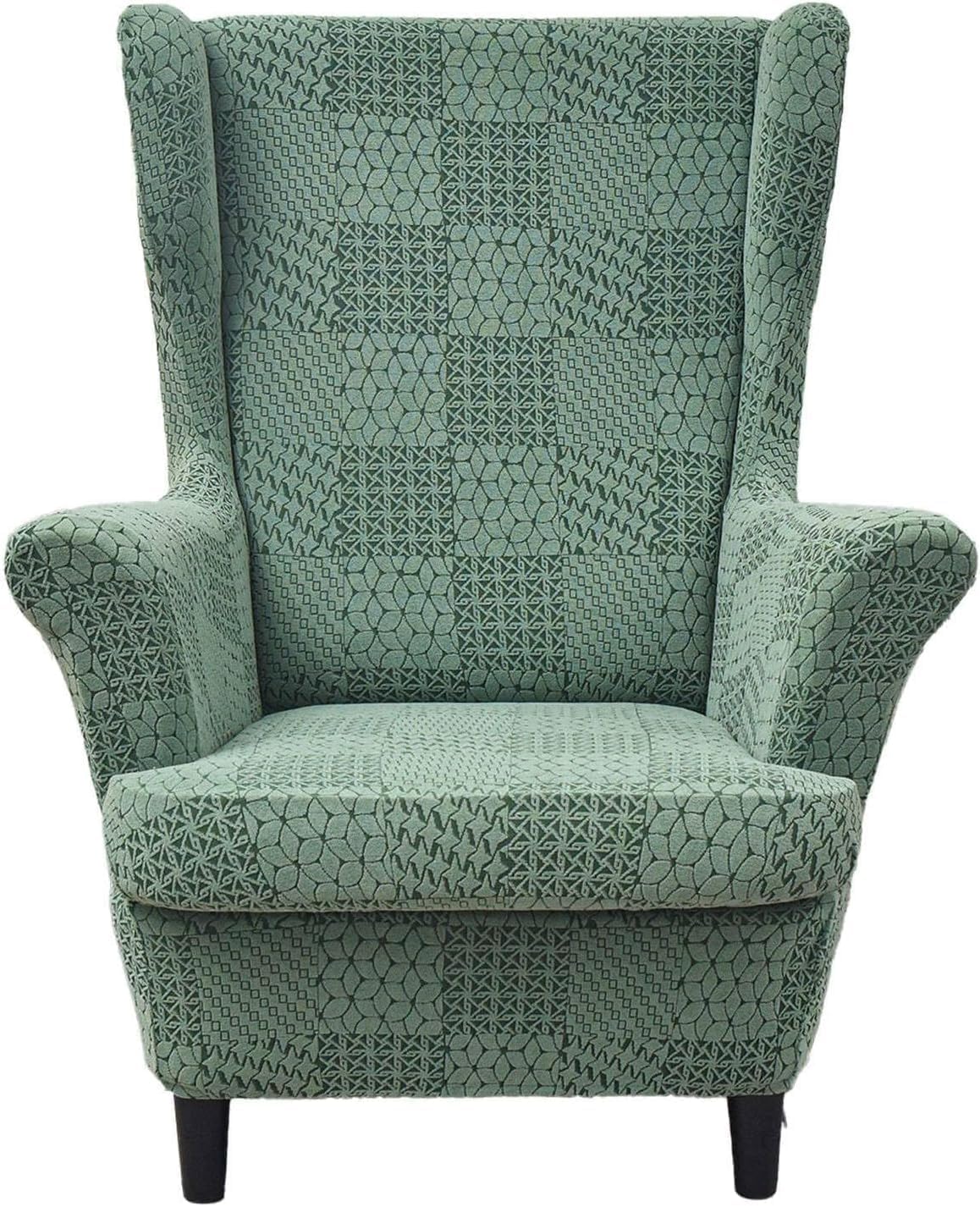 Stretch Armchair Cover Wingback Chair Covers 2 Piece Wing Chair Slipcovers with Cushion Cover Armchair Slipcover Washable Furniture Covers (Gold one Size)