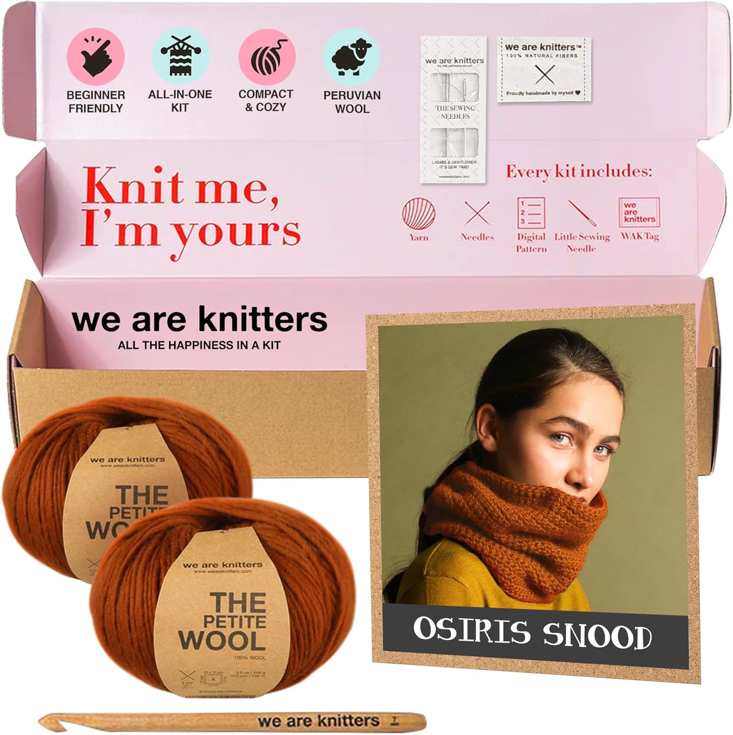 We Are Knitters Osiris Snood Kit | Beginner Crochet Gift Kit | Easy Warm Winter Snood | Stylish DIY Handmade Accessory Set Cozy Relaxing Craft GiftPro