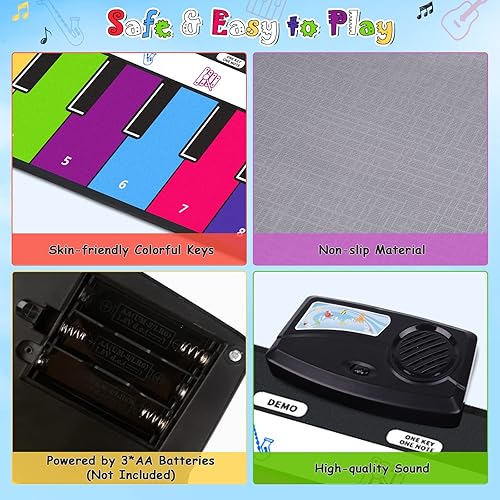 Miniatura 5 de TWFRIC Coloridas esteras de piano con 38 sonidos de música, para niños, portátil de danza, música y piano, juguete musical, juego de juegos