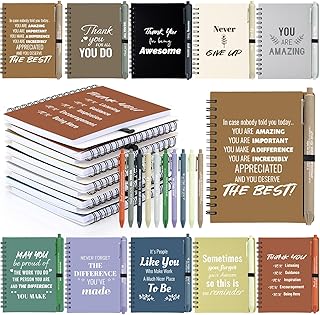 10 Sets/20 Pcs Employee Appreciation Gifts Bulk – Inspirational Notebooks with Motivational Pens, Small Notepads for Coworkers, Office Staff, Team, Volunteer, Nurse, Teachers, Housekeeping (Boho)