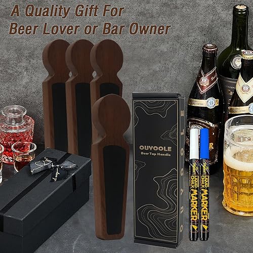 Miniatura 4 de Mango de grifo de cerveza, 2 bolígrafos con mango de grifo, mango de barril con envoltura de regalo para Kegerator, Homebrew y bares