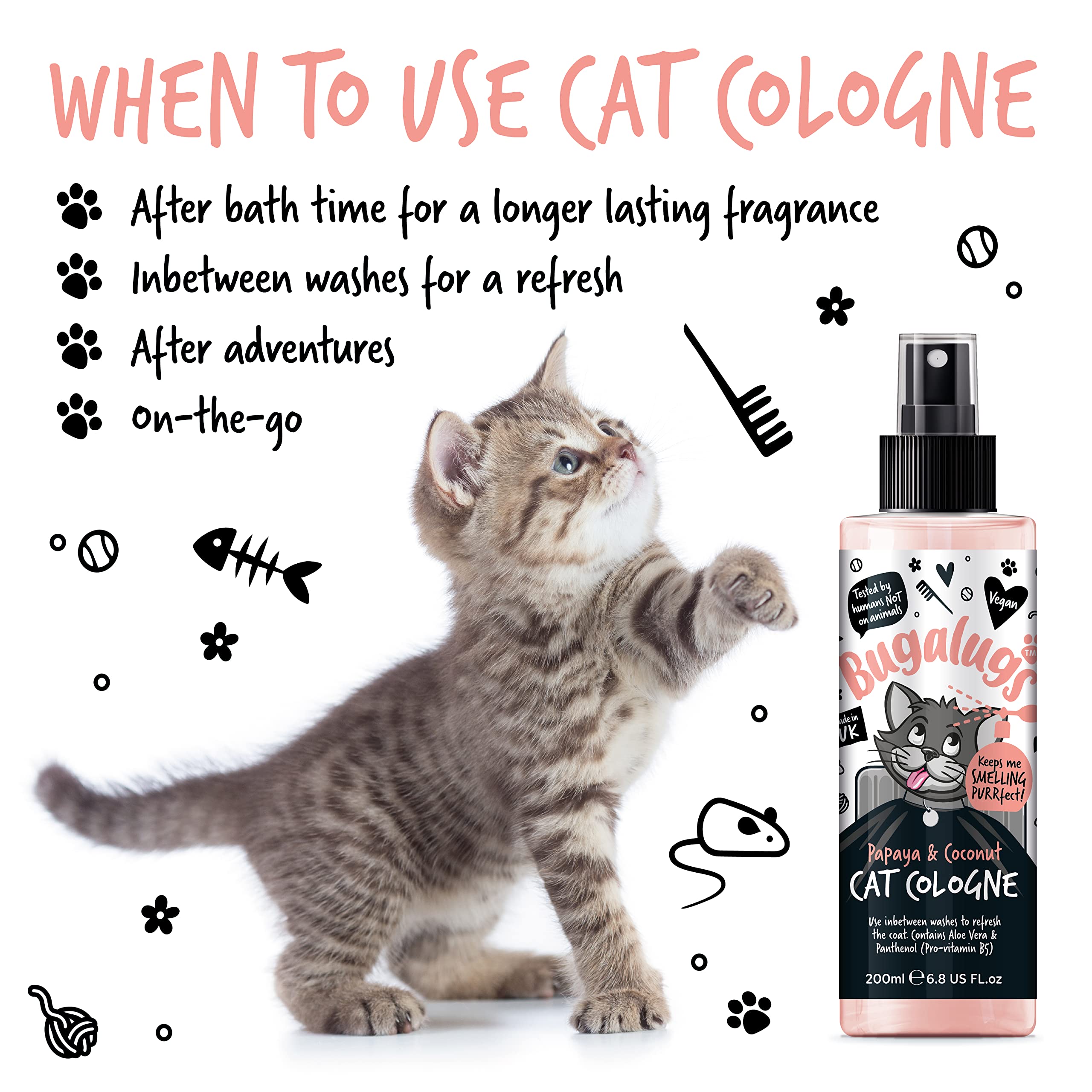 Bugalugs Katzenparfüm Papaya Kokosnuss Deo für Katzen Vegan Pro-Vitamin B5