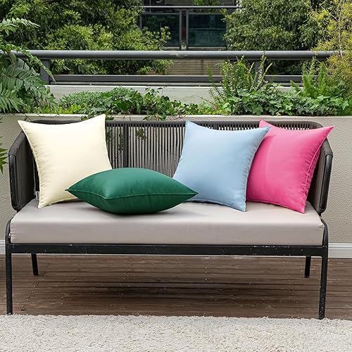 Miniatura 5 de MIULEE Paquete de 4 fundas decorativas de almohada de verano para exteriores, impermeables, cuadradas, para jardín, revestimiento de poliuretano,