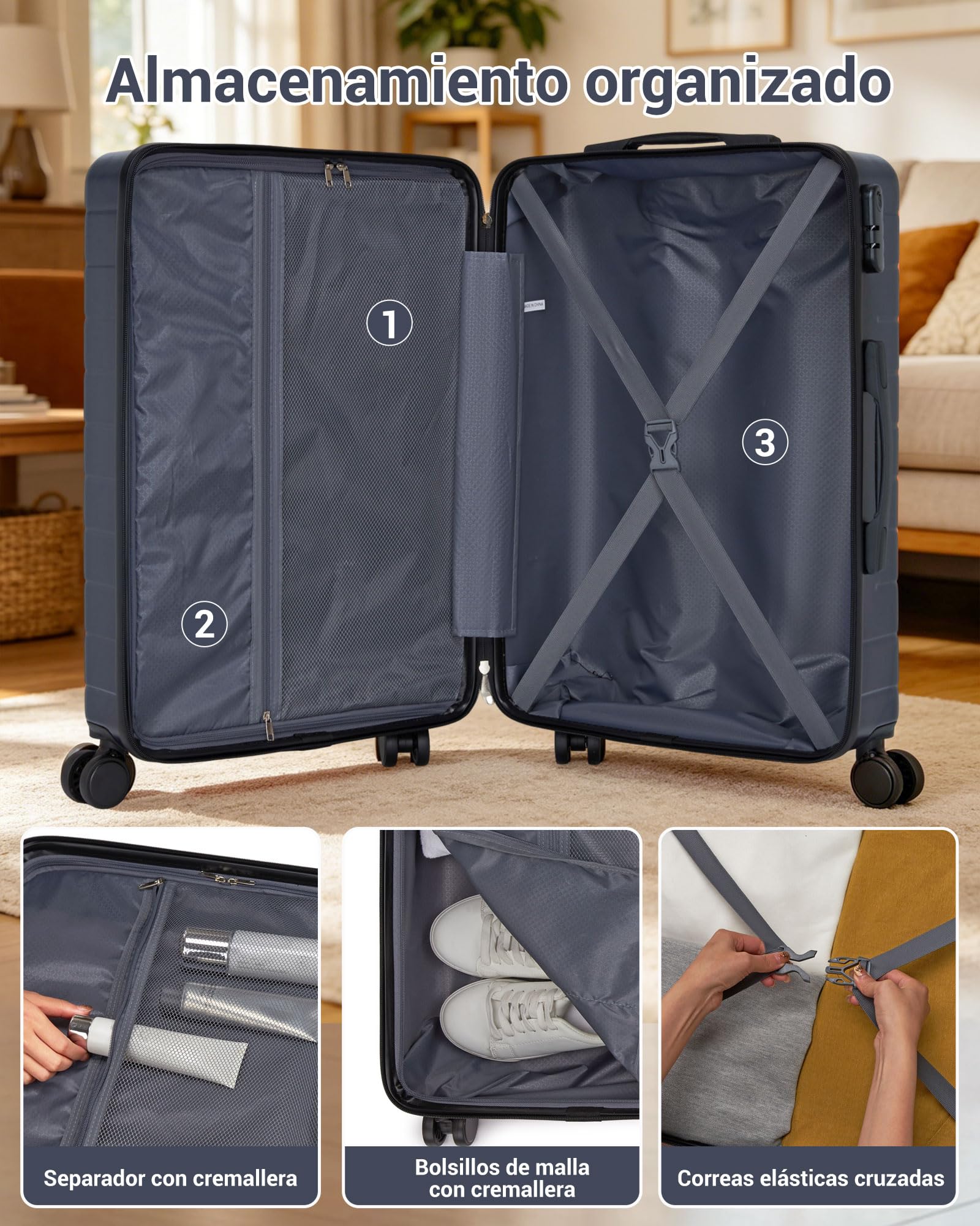 Maleta de Viaje Grande 28 Pulgadas 76x50x29cm 91L Carcasa Rígida ABS+PC Ligera, Ruedas 360º Giratorias, Equipaje Facturable Resistente Gran Capacidad para Vacaciones y Viajes de Negocios