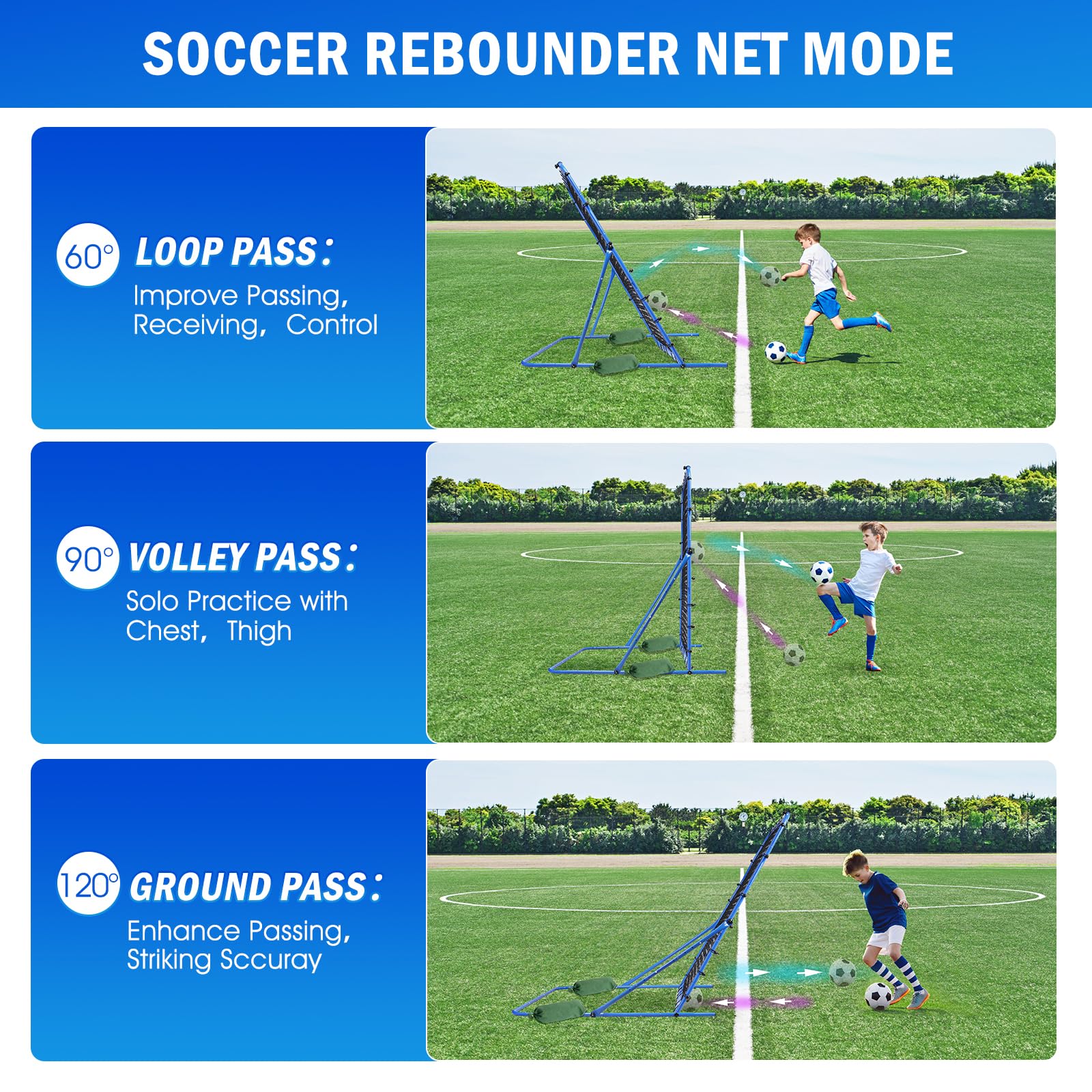 Questa Porta da Calcio a Doppia modalità 7x5FT con Rete di Rimbalzo, di Alta qualità per allenamenti intensivi di tiro, con Angolo di Cambio rapido per Il Controllo e la Pratica dei passaggi