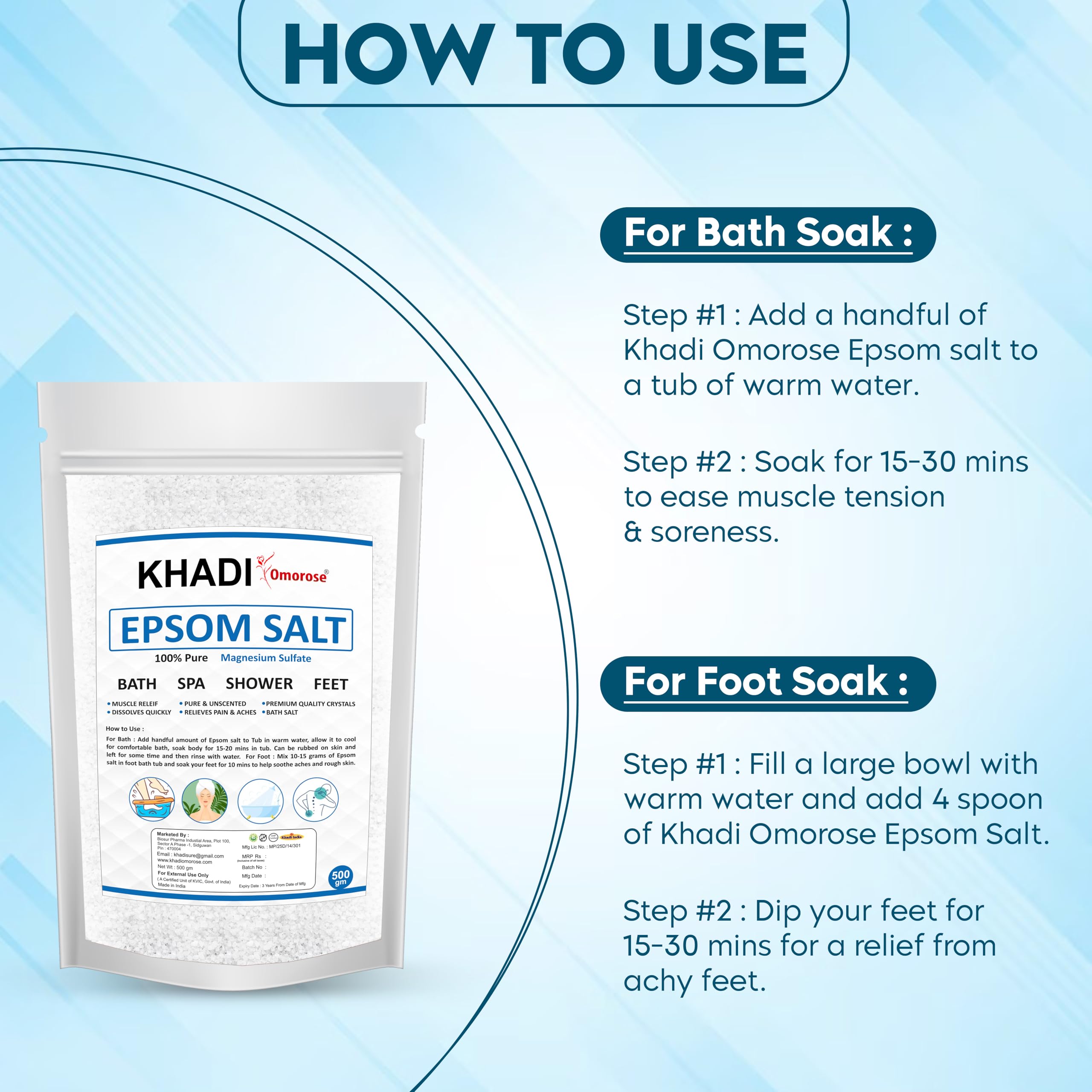 Khadi Omorose Epsom Bath Salts - Relax & Rejuvenate -4 Khadi Omorose Epsom Bath Salts - Relax & Rejuvenate -4