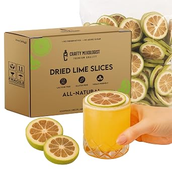 Dried Lime Slices 3oz/85gm 40 to 50 Pcs, Citrus Dehydrated Fruit For Cocktails, Limes For Cocktail and Decor, Cocktail Garnish and Decoration, Dried Lemon Peels, Garnishes for Drink and Juice