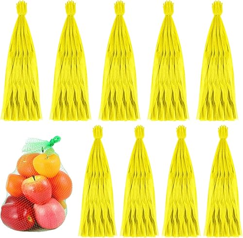 1000 mallas reutilizables de nailon a granel, se adapta a almacenamiento de huevos, verduras, mariscos, frutas, bolsas de comestibles (amarillo, 24