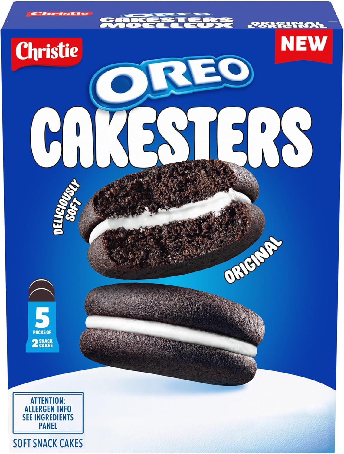 OREO Cakesters Soft Snack Cakes, 285g (Pack of 5, 57g each) Snack Packs, Original