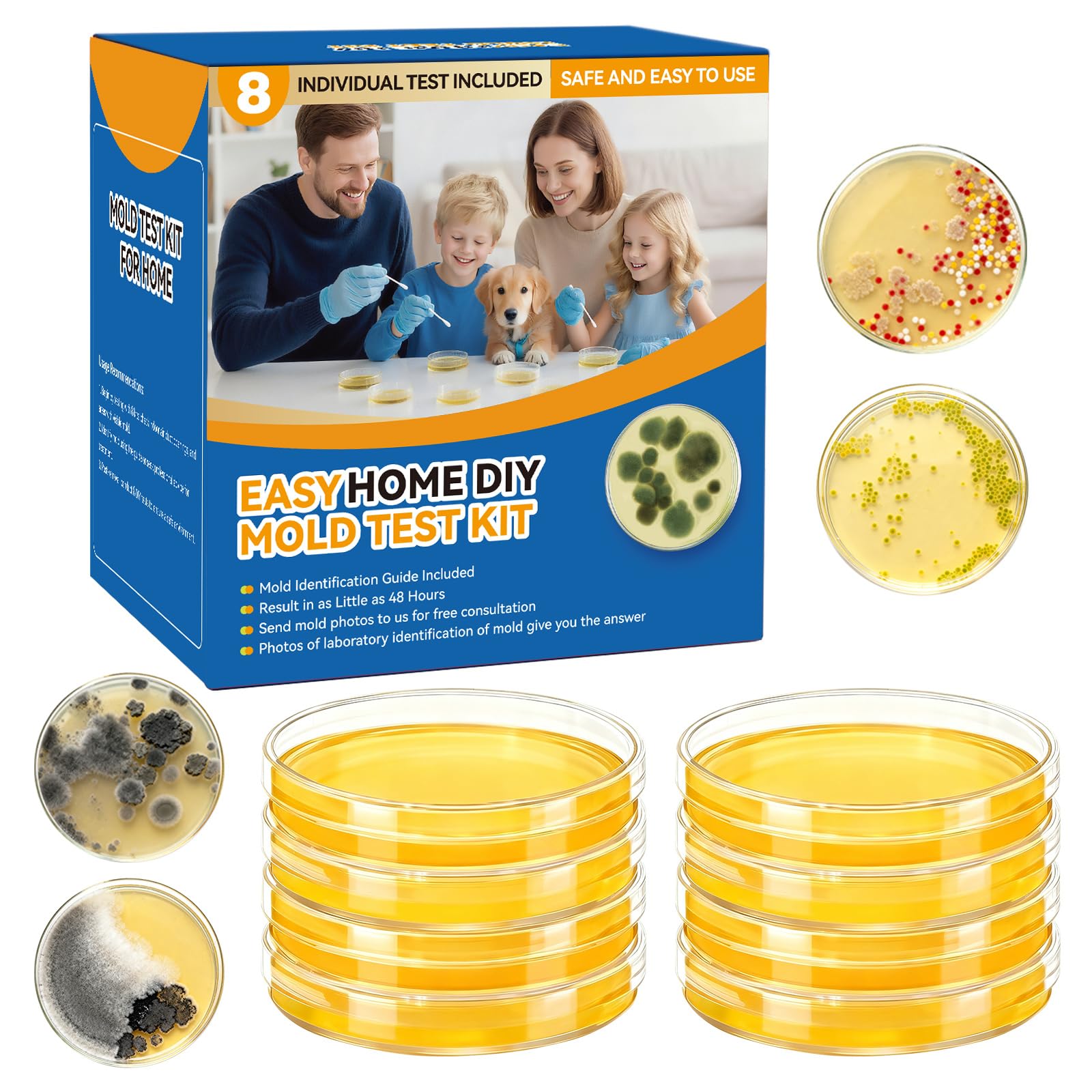 Mold Test Kit for Home Detection: 8 Simple DIY Science Kits for Fastly Testing Home Surfaces & Air Quality Detector & HVAC Monitor Includes Detailed