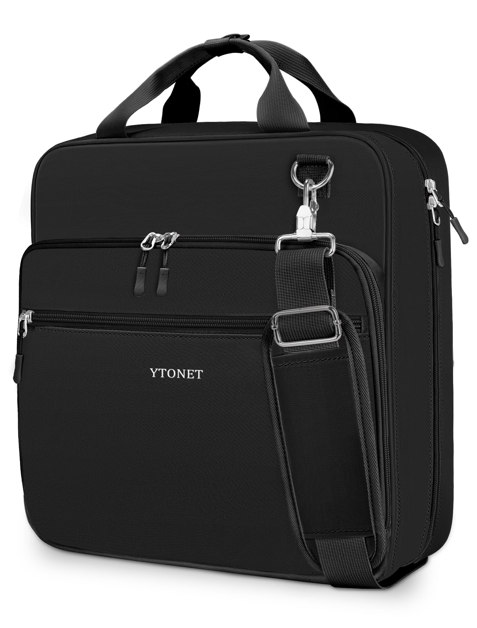 Ytonet Zipper Binder with Shoulder Strap, 3 Inch 3 Ring Binder with Zipper, 600 Sheets Large Capacity Waterproof School Binders Organizer for Son Boys Girls Students Fit 15.6 Inch Laptop, Black