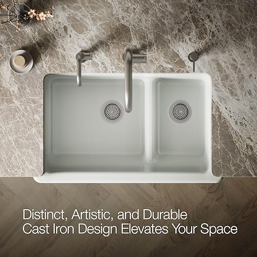 Vista 47 de Kohler Fregadero de la granja Kohler Whitehaven, Frente al delantal altos, K-6489-0, Blanco