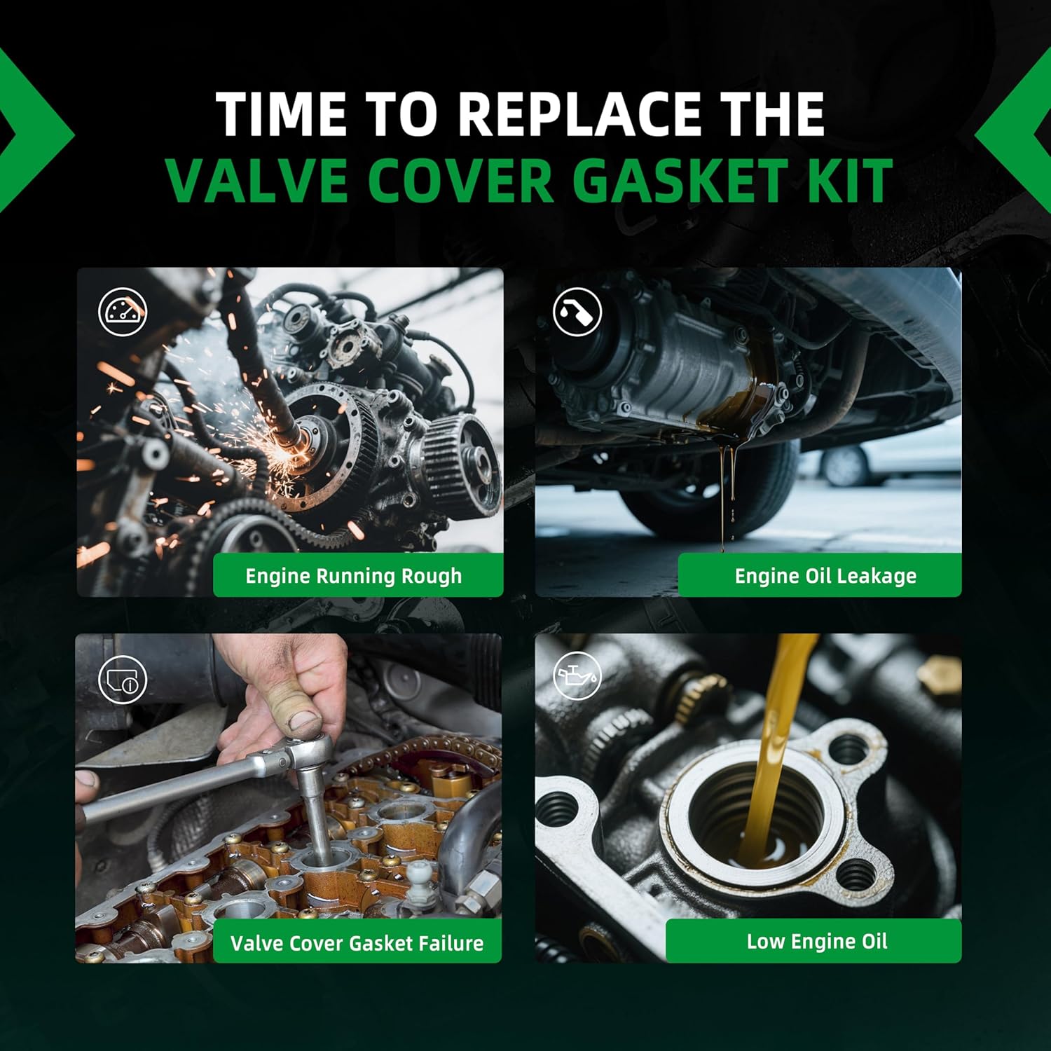 Valve Cover Gasket Set VS50631R for BMW M54 2002-2006, for E36 E39 E46 E53 E60 E83 E85 320i 325i 325xi 330i 525i 530i X3 X5 Z3 Z4, Replace 11121437395 11120030496 11129070990, 18 PCS