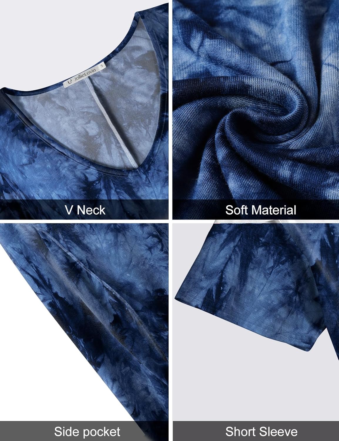 JollieLovin Women T Shirt Plus Size Summer Swing Dresses Short Sleeve V Neck Loose Casual Dress(L-5X) - Image 6